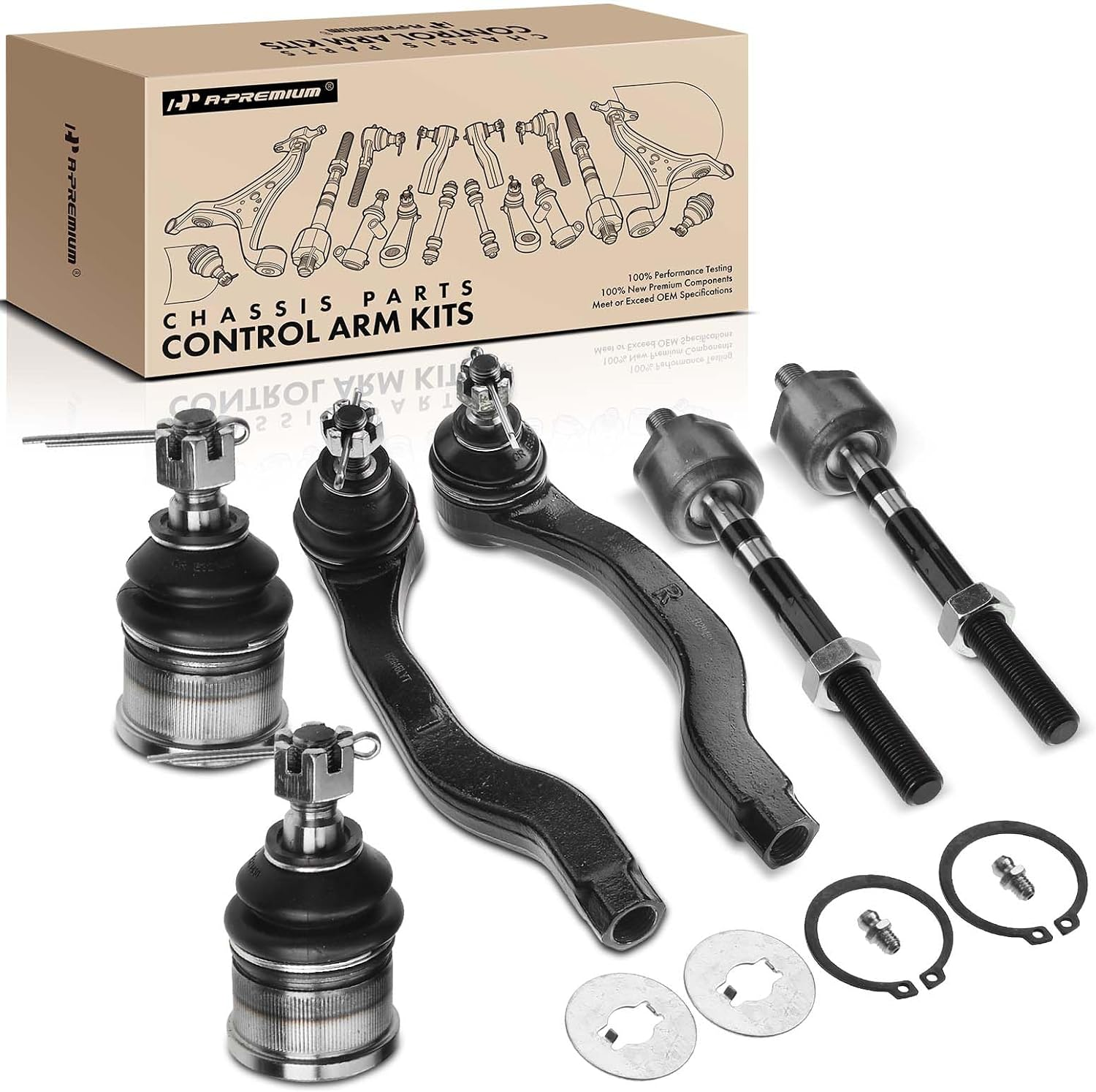A-Premium 6Pcs Front Suspension Kit, Lower Ball Joint, Inner Outer Tie Rod End, Compatible with Honda Civic 1992-1995 Civic Del Sol 1993-1997 Acura Integra 1994-1997 1.5L 1.6L 1.8L image number 6