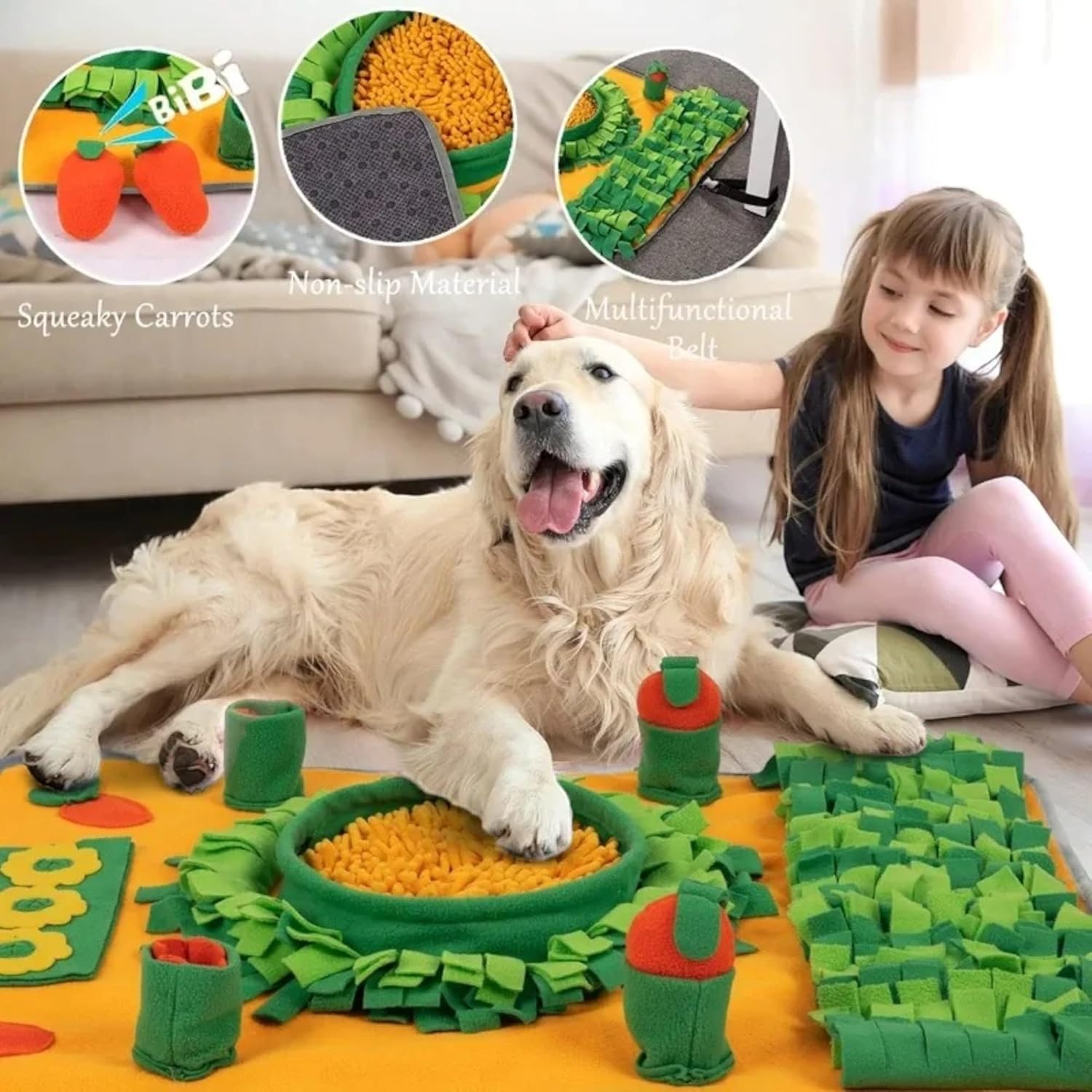 ROY Sniffing Rug for Dogs and Cats, Food Sniffing, Feeding Mat, Sniffing Mat Dog, Puppy Training Mat for Slow Feeding, Dog Game Training Mat - Intelligence Toy for Dogs image number 2