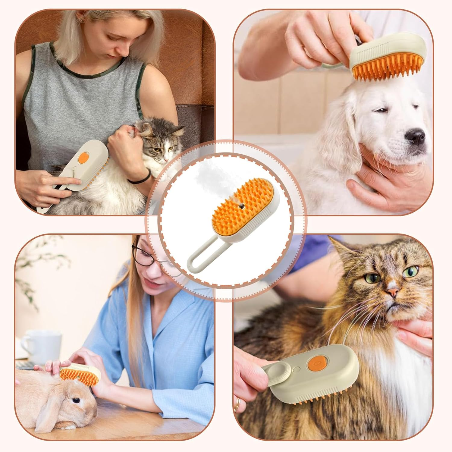 Cat Brush with Steam, 3-In-1 Steam Brush Cat, Steam Cat Cleaning Brush, Multifunctional Dog Steam Brush, Self Cleaning Steamy Cat Brush, for Cats and Dogs for Hair Removal