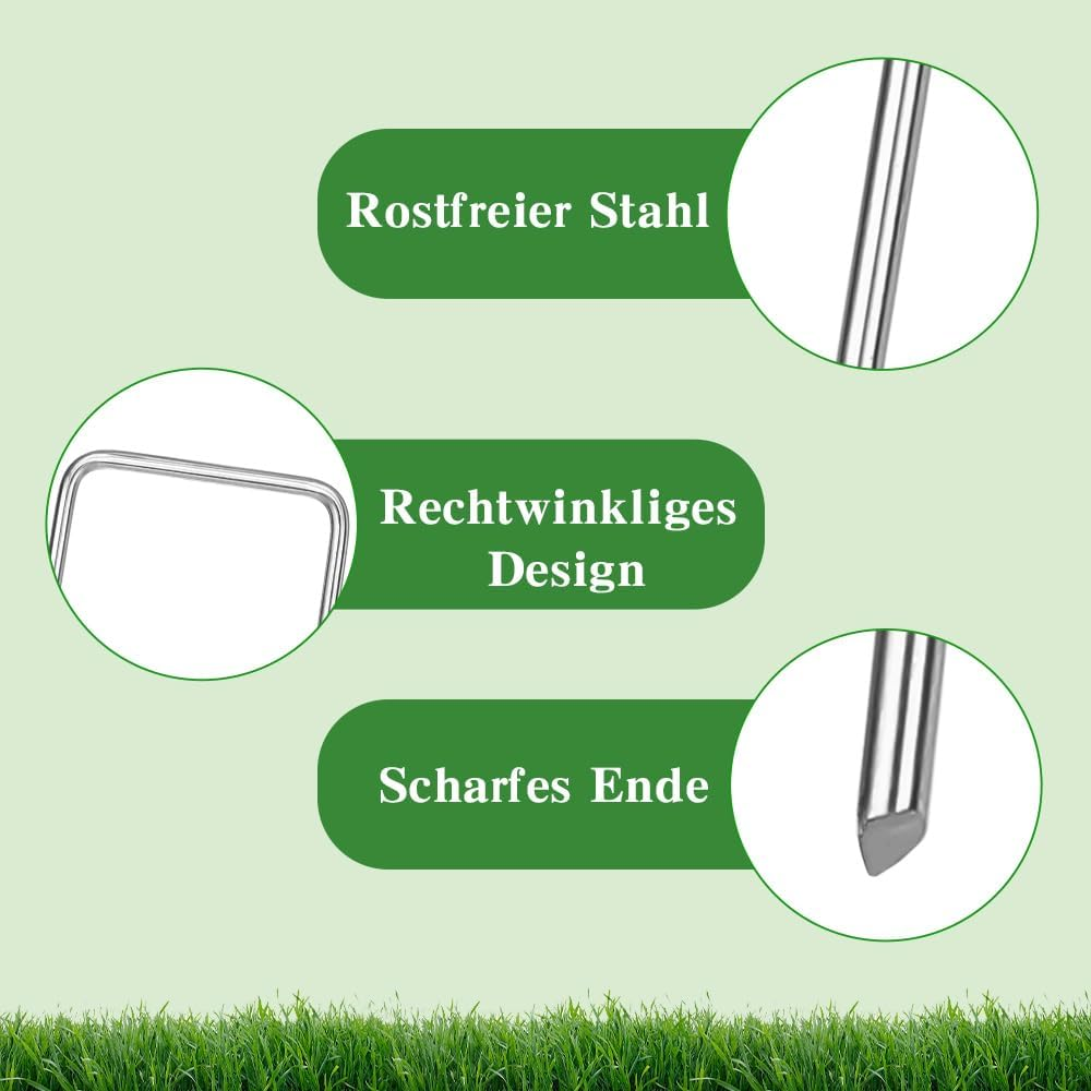 Landscape Staples 20 Pack Heavy Duty 6" - Galvanized Steel U-Shaped Ground Stakes for Weed Barrier, Garden Fabric, Netting & Ground Cover (15Cm/6 Inch)