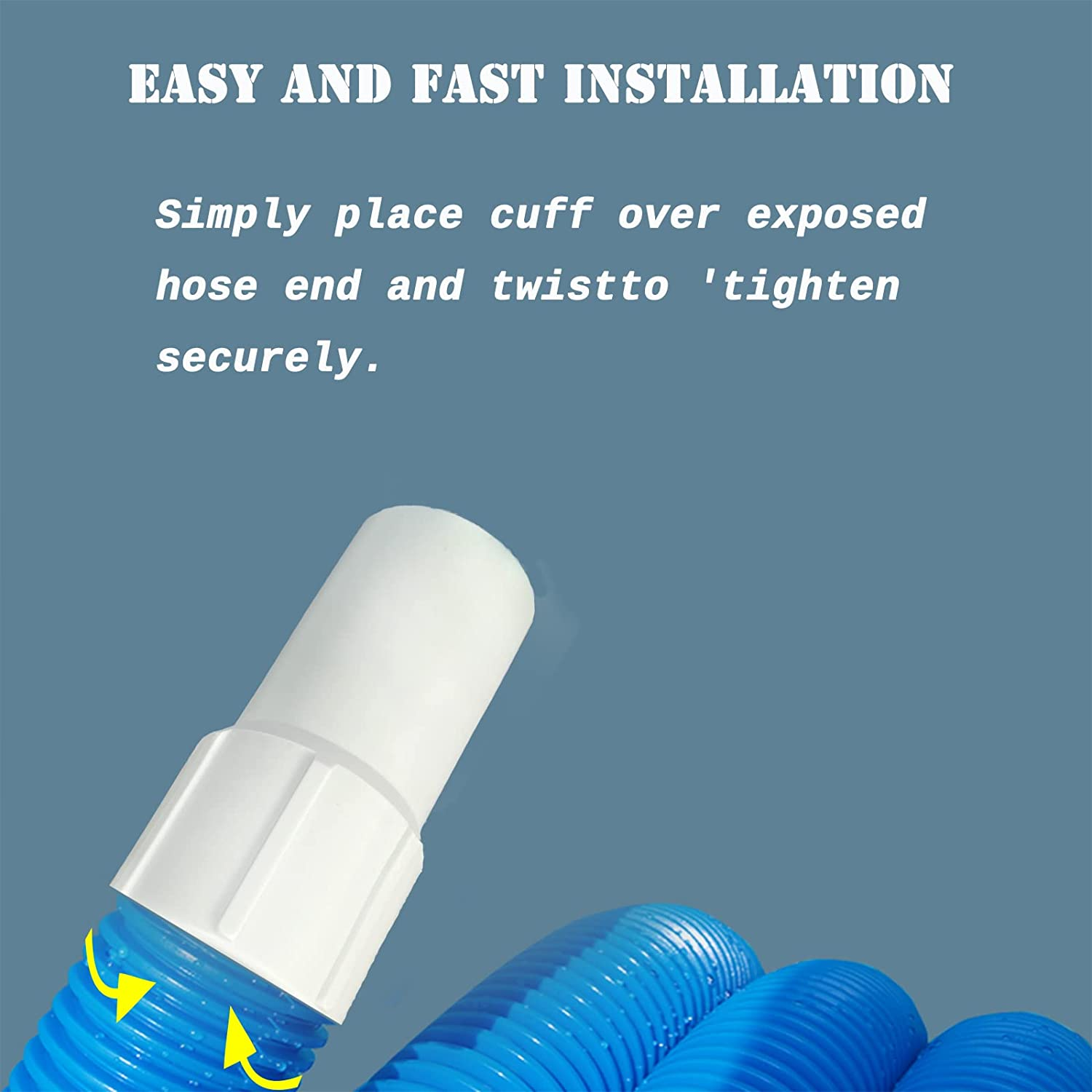 2 Pack 1-1/2 Inch Pool Vacuum Hose Cuff Hose Threaded Cuff Repair Cracked Hose Ends - Connect Vacuum Head ,Pool Cleaning Tools Accessories Spiral-Wound Vacuum Hoses,For Pool Cleaning (White) image number 4