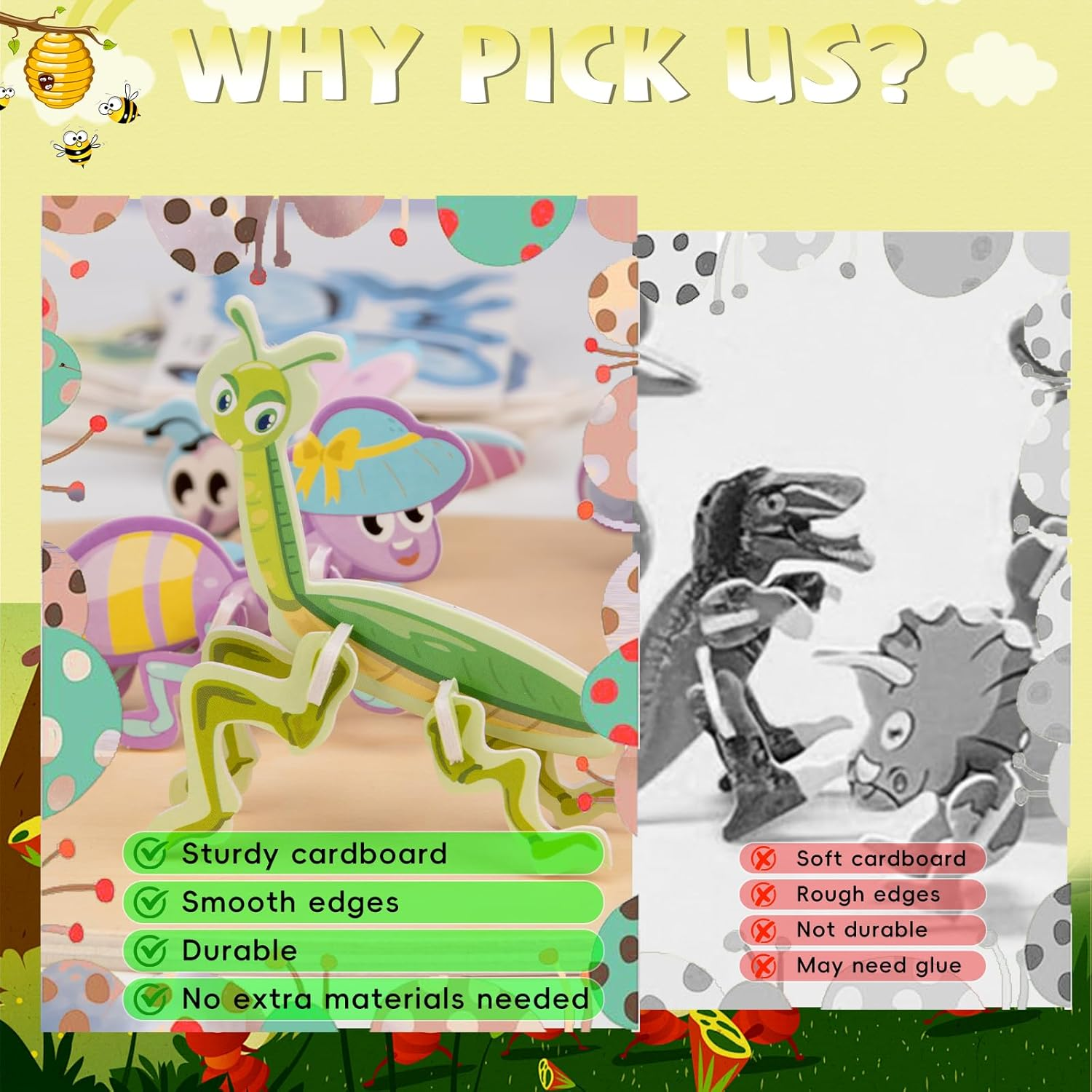 3D Puzzles for Teen, 25 PCS Educational Cartoon 3D Puzzle Kit, Engaging 3-D Puzzles Set for Teenagers Constructible, Ideal Fun Art Crafts Birthday and Holiday Gifts for Adolescents, Insect Themed