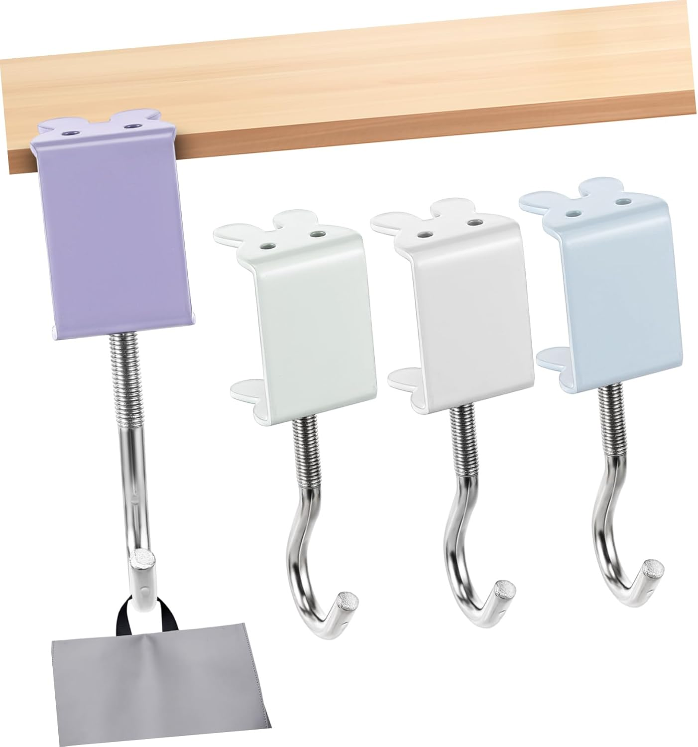 VILLFUL 4Pcs Desk Edge Hook Space Saving Bag Holder Clamps Metal Desk Hooks Office Accessories image number 6