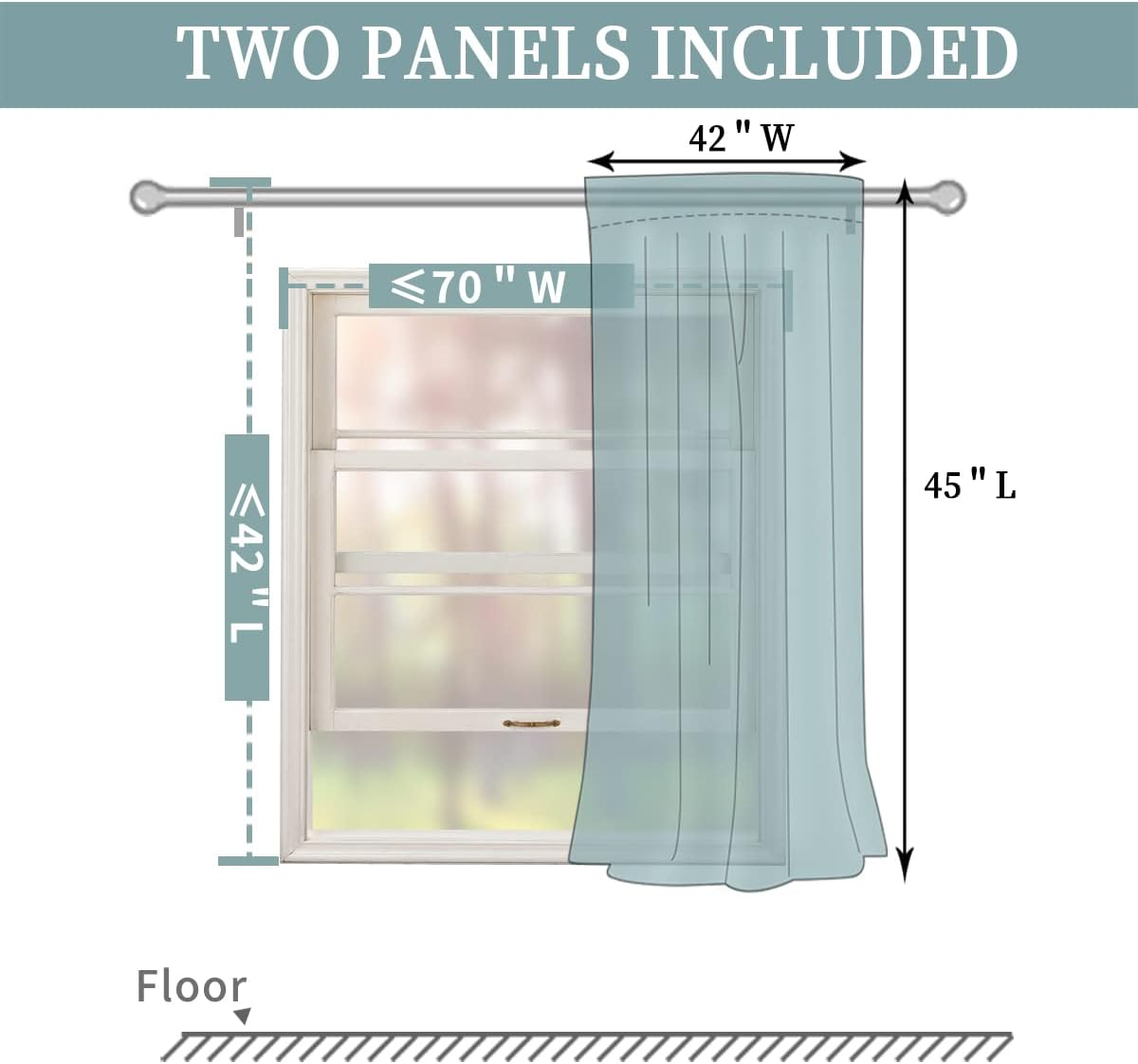 Bgment Beige Room Darkening Curtains 45 Inches Long - Rod Pocket Thermal Insulated Blackout Window Drapes for Short Bedroom Kitchen Cafe, 42 X 45 Inch, 2 Panels image number 2