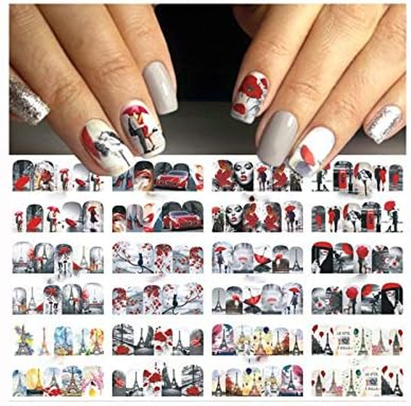 HANGQINGHENG Cactus Water Decals Nail Sticker Green Plant Leaf Watermark Flakes Slider Tattoo Nail Decoration (Color : BN373 384)