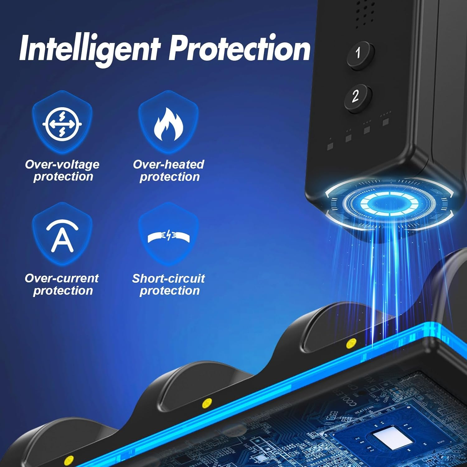 Remote Controller Charger for Wii/Wii U with 4 Pack 2800Mah Rechargeable Battery Pack, 4 Port Charging Station for Wii Controller, Remotes Are Not Included image number 5