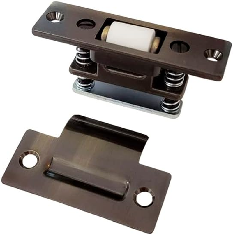 QCAA Heavy Duty Solid Brass Adjustable Silent Roller Catch, US10B ORB Oil Rubbed Bronze, Made in Taiwan, 1 Pack