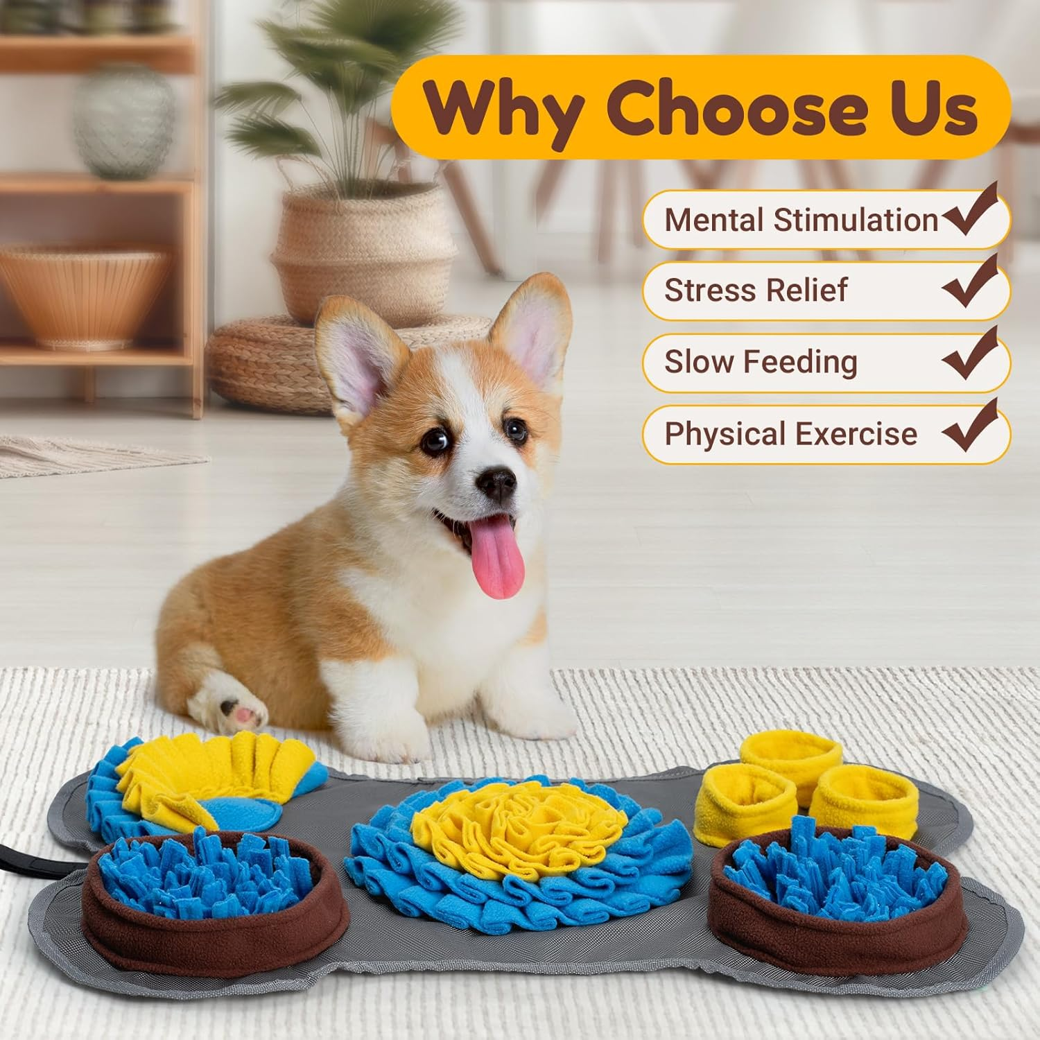 Barpor Snuffle Mat for Dogs: Small Pet Toys Mat for Behavior Training and Encourage Natural Foraging Skills and Slow Eating, 15"X22.8" image number 1