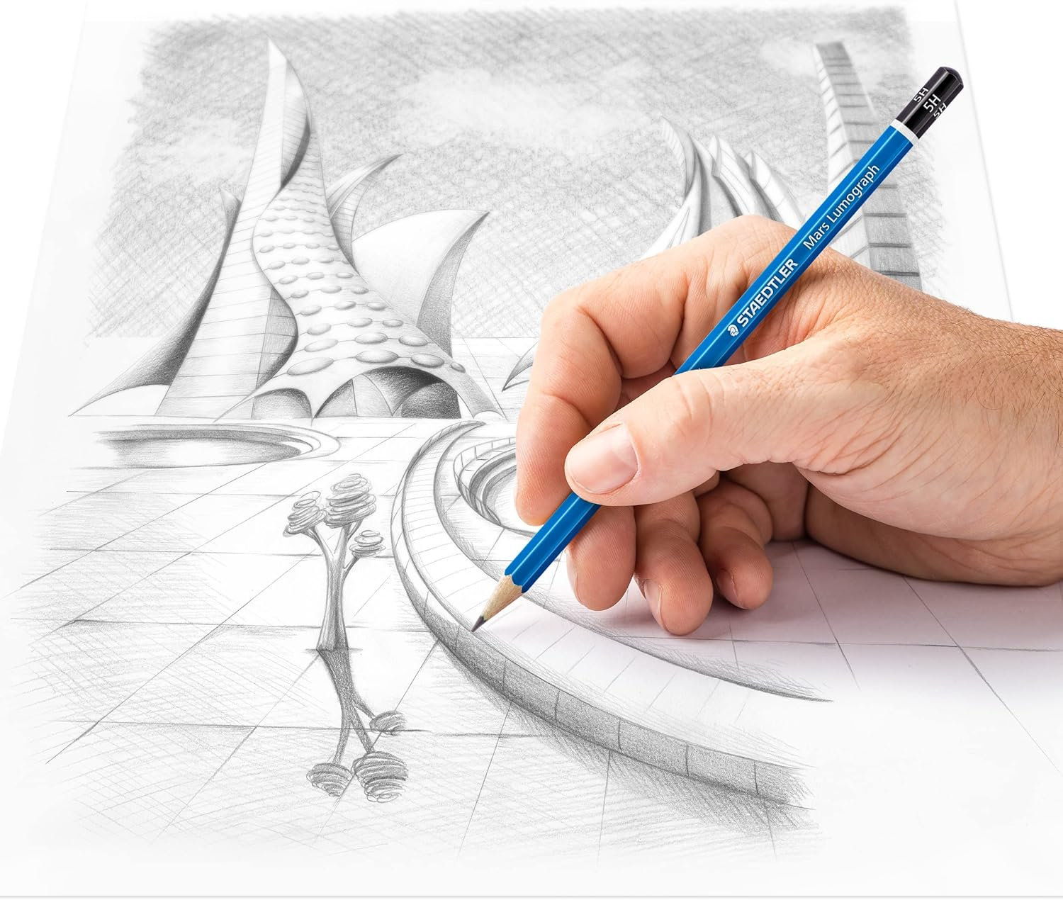 Staedtler Artist Pencils Mars Lumograph, 5B Artist Quality Sketching and Drawing, Box of 12 (100-5H), Grey - 1 Count (Pack Of 12), 100-6H image number 2