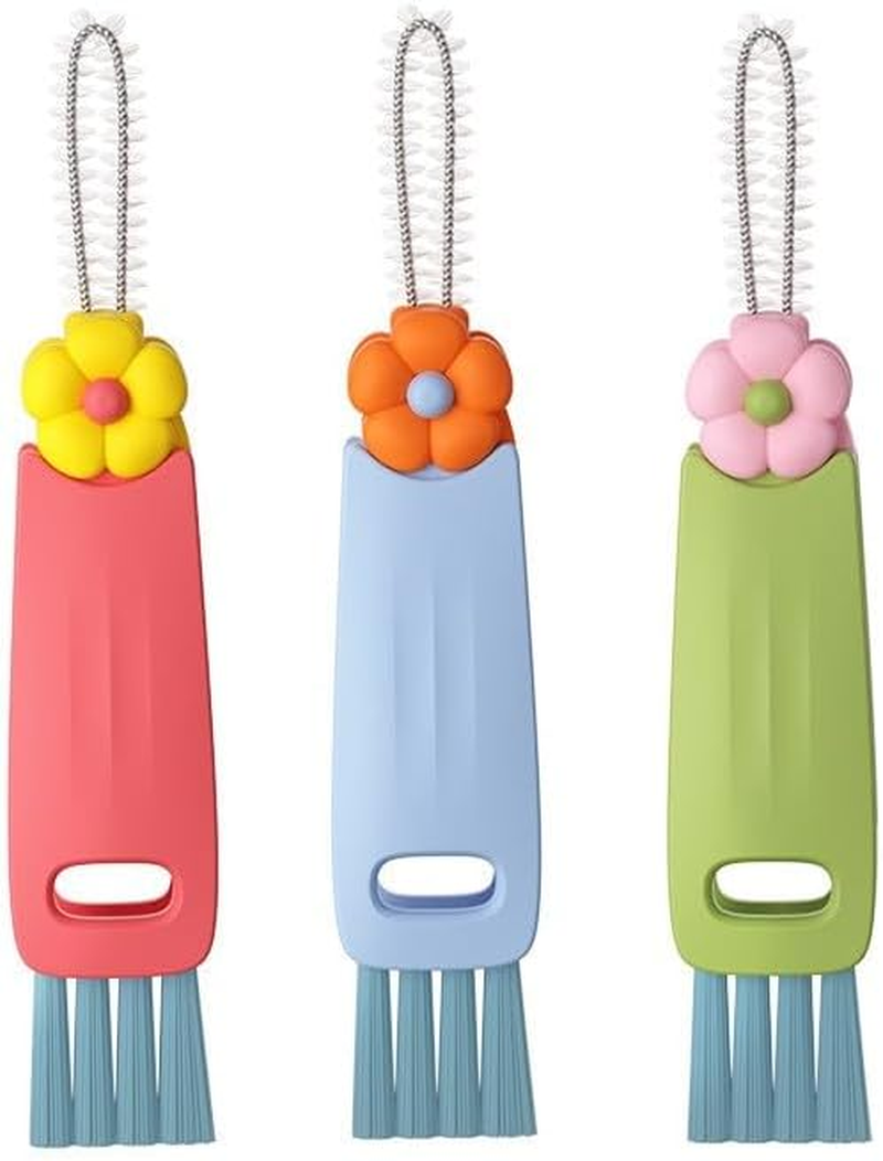3-Pack, 3-In-1 Cup Lid Cleaning Brush, Suitable for Narrow Spaces between Baby Bottles, Multifunctional Cleaning Brush, Portable Cup Lid Cleaner image number 1