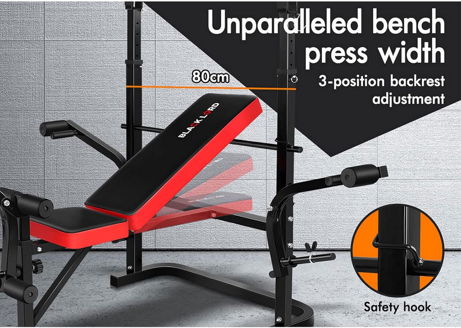 BLACK LORD Multi-Station Weight Bench Press Home Gym Workout Fitness Dip Bar Chin-Up Station Multi Functional Exercise Strength Training Equipment image number 6