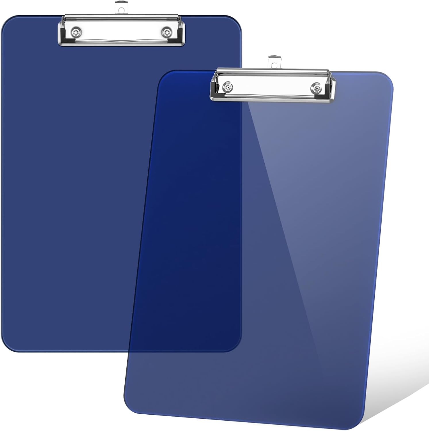 Rimilak 8.5 X 11 Plastic Clipboards Set of 2, Low Profile Metal Clip, Translucent Board, 12.5 X 9 in Letter Size, Office Supply, Back to School, Orange