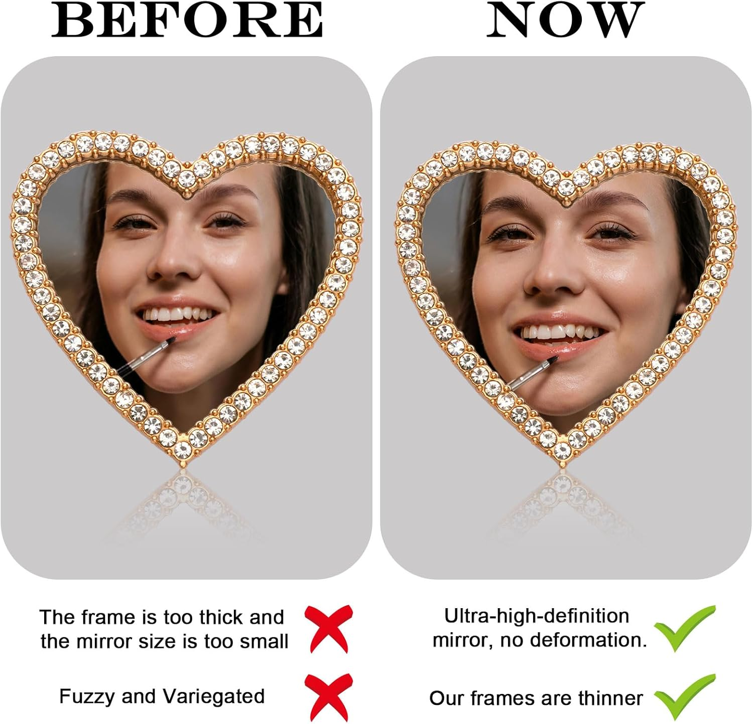 PEUTIER Smartphone Mirror Decal - Adhesive Diamond Bling Sticker, Make up Mirror for Phone Case, Medium, Glass image number 3