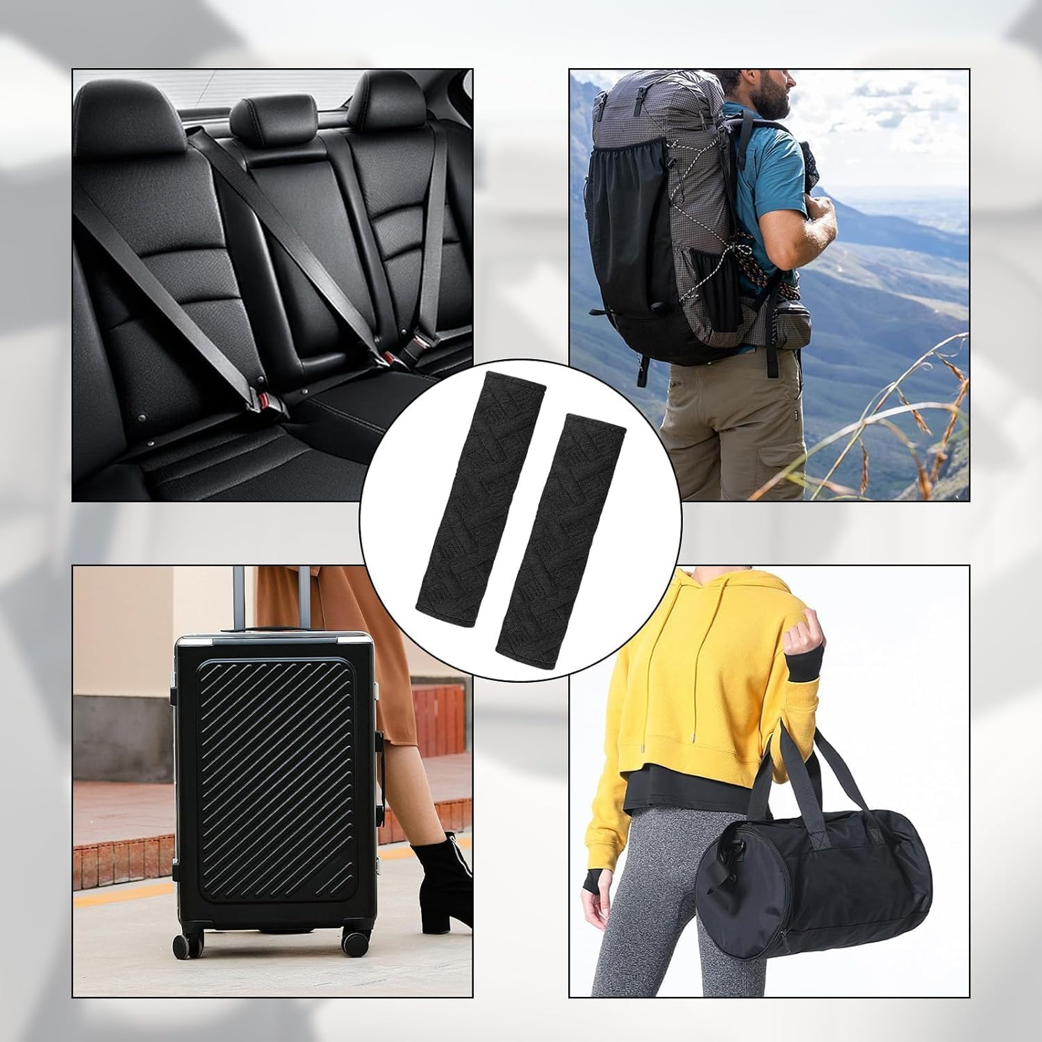 Universal 2-Pack Car Seat Belt Covers - Soft Shoulder Strap Pads for Comfortable Driving, Adjustable Breathable Harness Pad Protector - Car Interior Accessories(Black) image number 1