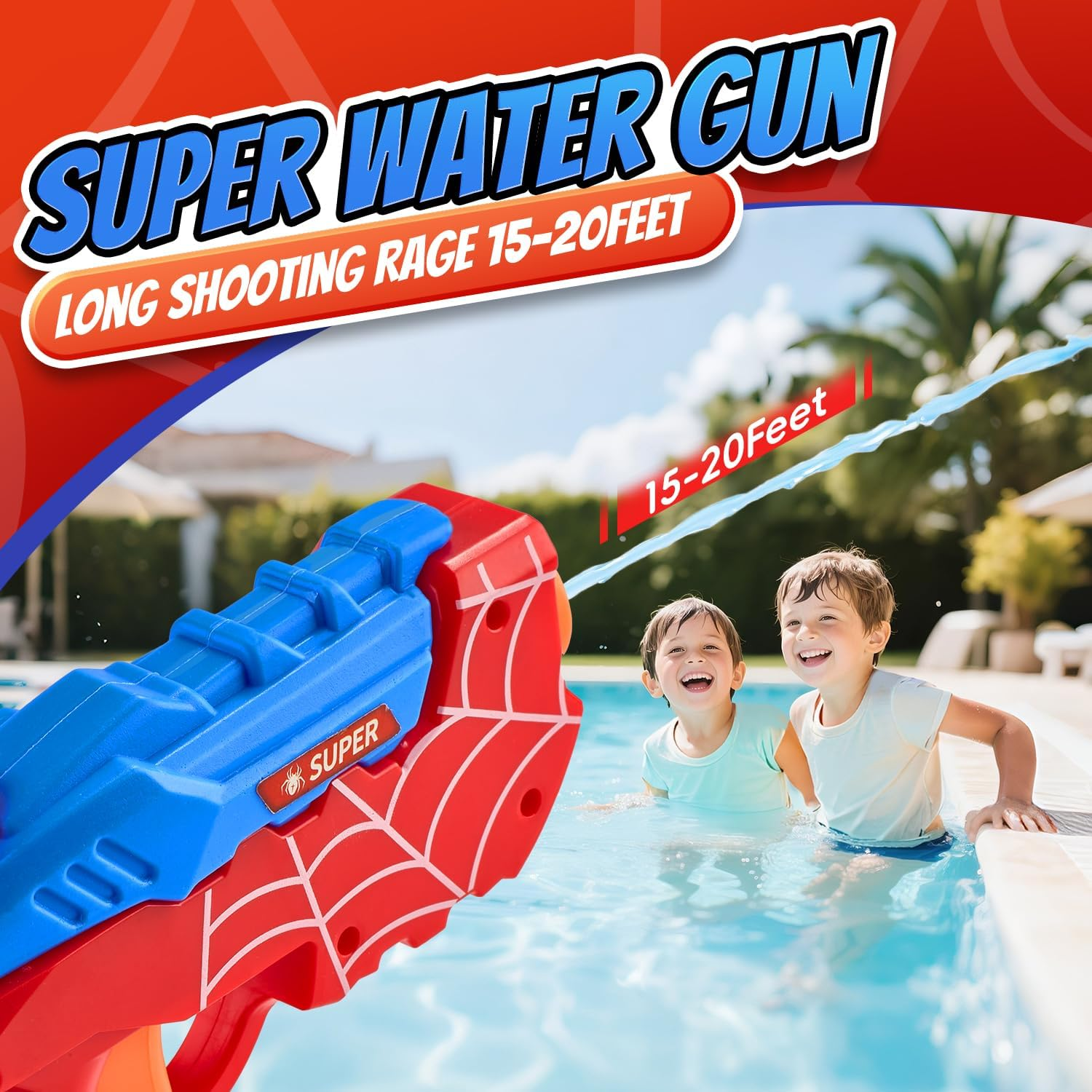 2 Pack Water Pistols for Kids, Squirt Water Guns Cool Small Manual Water Gun, Party Favors Swimming Pool Beach Outdoor Water Gun Toys, Ideal Summer Gifts for Boys Girls 3 4 5 6 7 8 image number 2