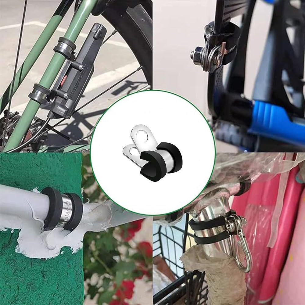 50Pcs 3/8 Inch / 0.95Cm Cable Clamps,304 Stainless Steel Cable Clamps Mounting Cord Fastener Clips for Car Office Home Cable Management(Black) image number 2