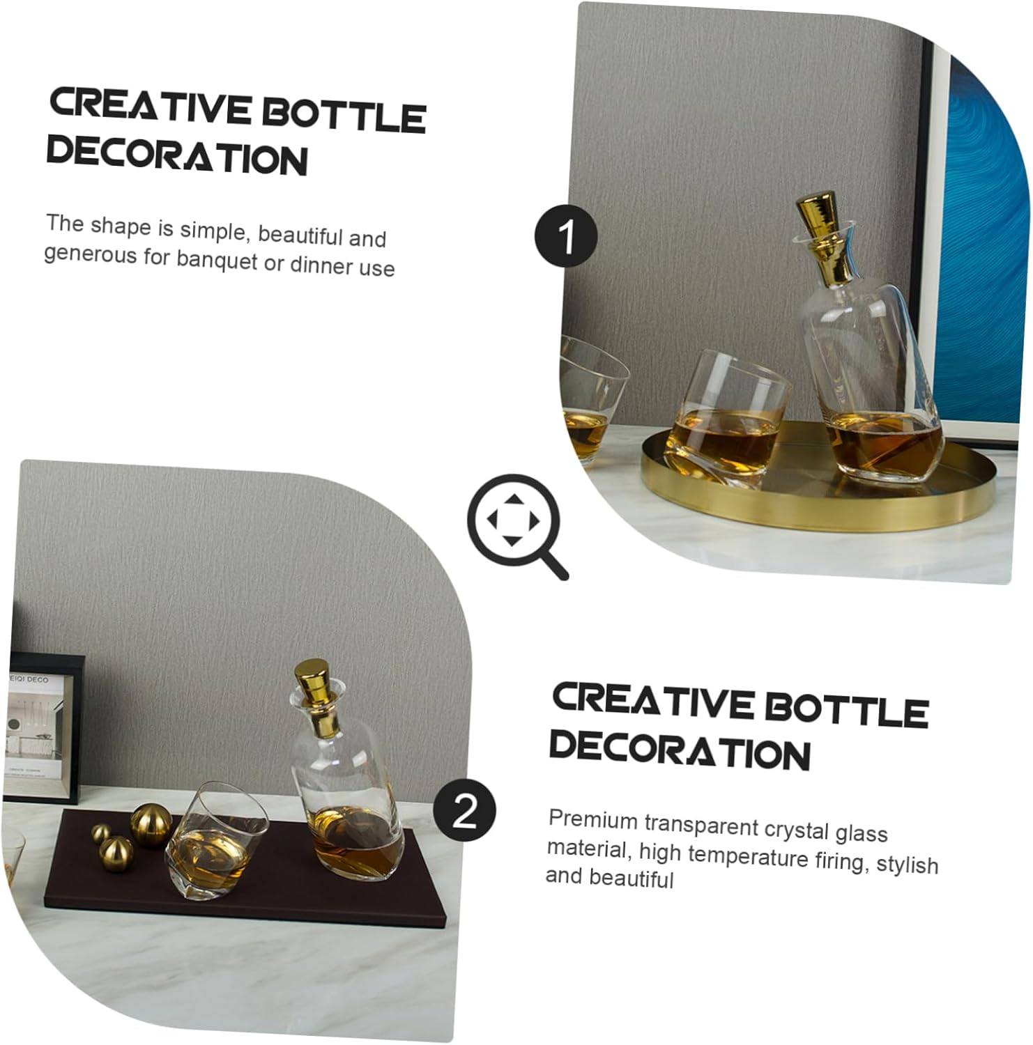 MOKKHNB Nordic Style Glass Wine Decanter Lid Crystal Wine Container for Bar Inclined Design Decanter image number 4