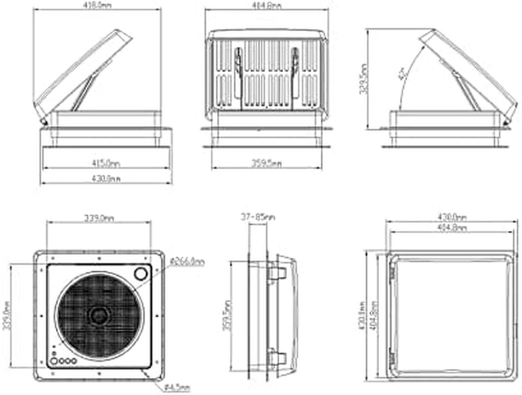 Vent RV Roof Vent with Rain Sensor, Automatic Level Permanent RV Air Ventilation Fan Speeds 12 Volt Remote Deluxe RV Vent Fan, with Dome Smoke RV Vent Cover Lid (14" X 14")
