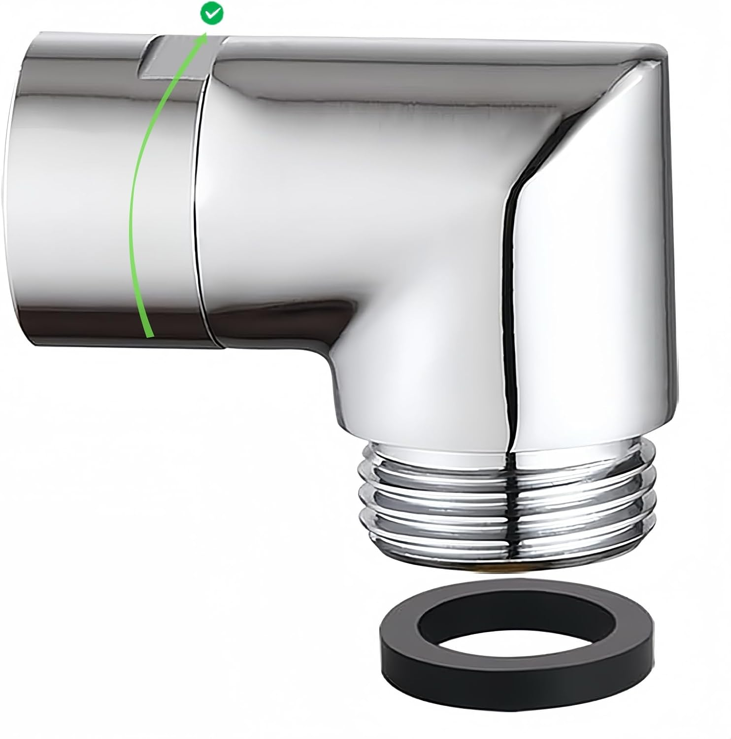 Shower Head Adapter,Solid Brass 135 Degree Shower Elbow Adapter,G1/2" Shower Head Extension Arm Connector (Chrome) (Spinable&90&deg;) image number 5