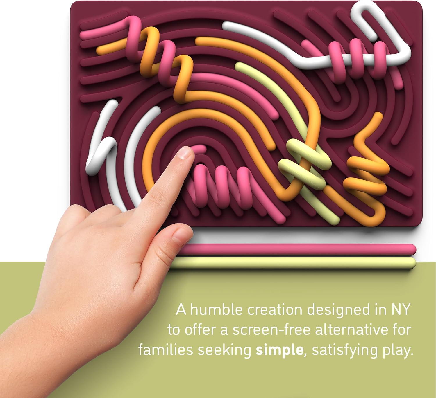 Sensory Activity Board: Silicone Fidget Toy for Calming, Stress, Anxiety, ADHD & Autism | Silent, No Mess | Kids 3+ & Adults | Includes Portable Travel Bag & 11 Strings image number 3