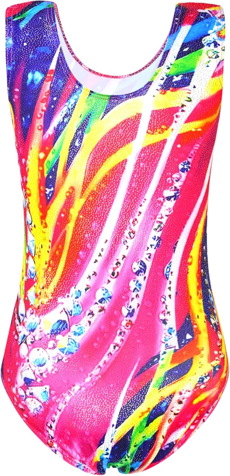Jinhiteam Girls Gymnastics Leotards Size 2-9 Years Old Multicolor Sleeveless Little Kids Bodysuits Tumbling Outfit image number 2