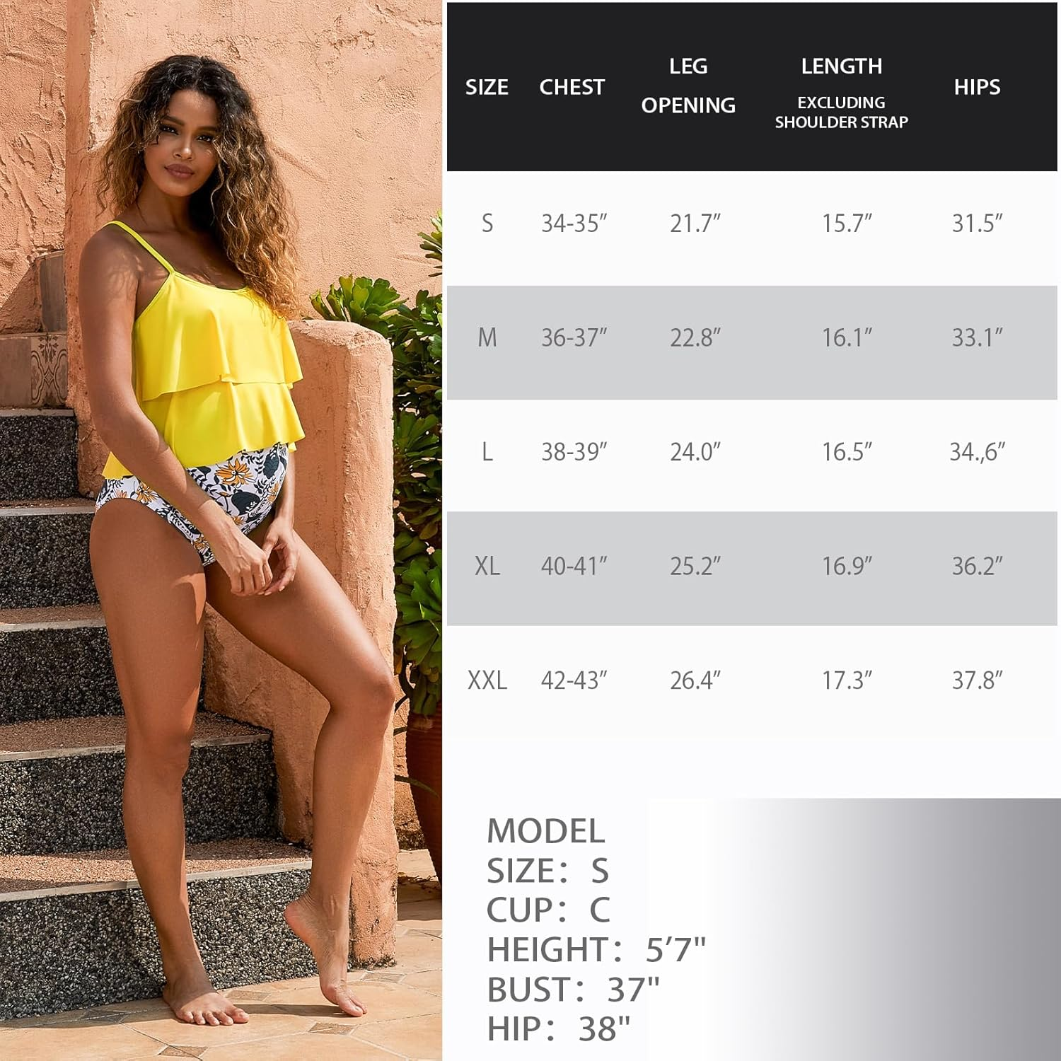 GINKANA Womens Maternity Tankini Swimsuits 2 Piece Maternity Swimwear Bathing Suit Double Ruffle Hem Pregnancy Swimming Suits image number 7