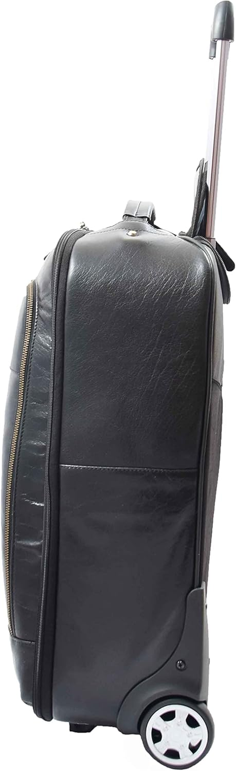 Real Leather Cabin Size Suitcase Wheeled Trolley Carry Case Newton Black, Black, Cabin, Suitcase image number 6