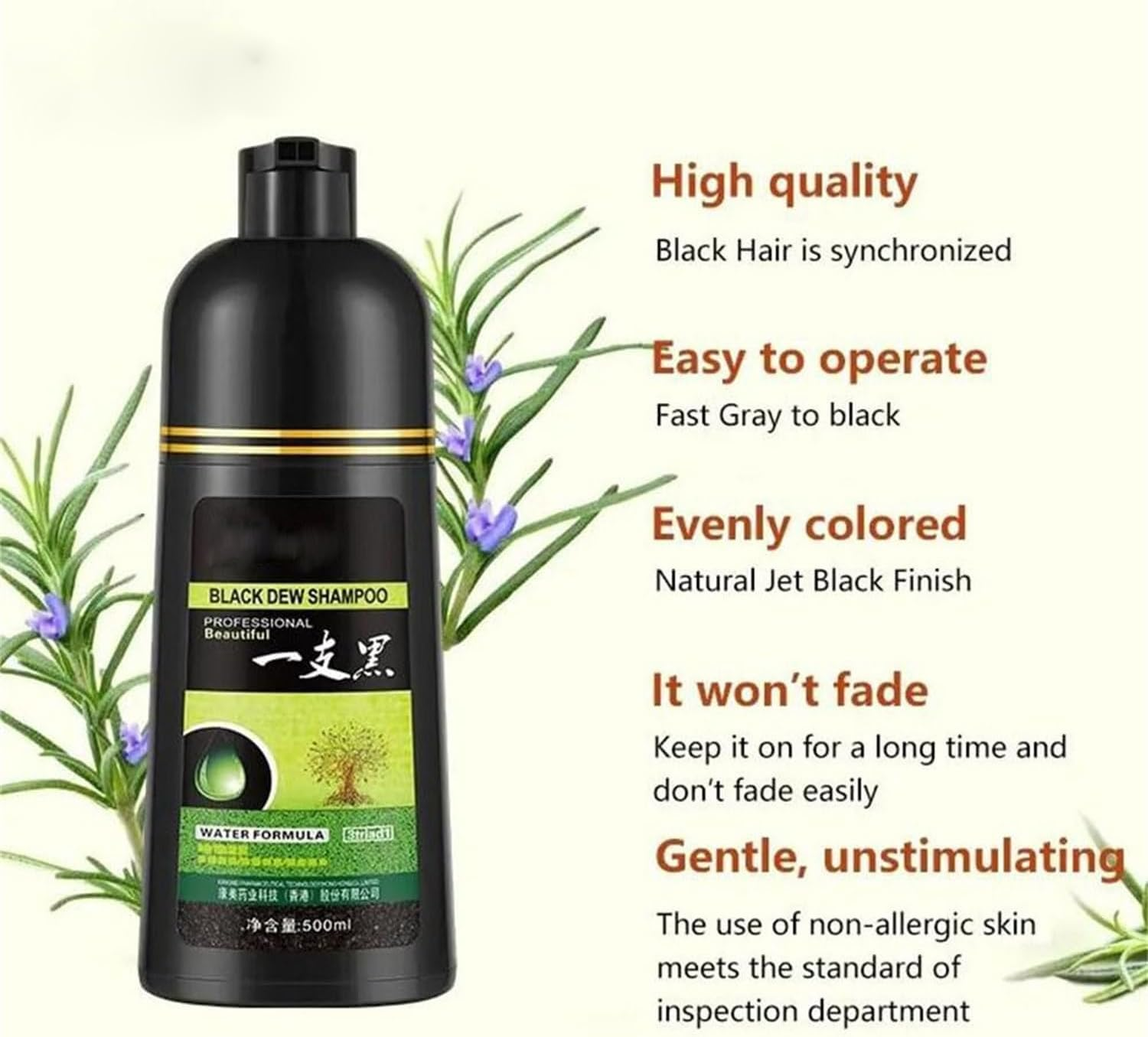 Yaguan Eterna Vida Color Dye Shampoo 6-In-1, Black, 500ML - Black image number 6