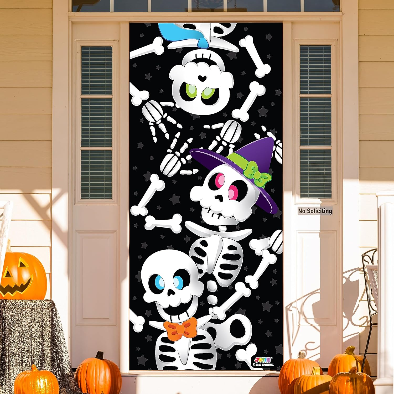 JOYIN 3 Pcs 3D Design Cute Skeleton Family Door Cover 30&rsquo;&rsquo; X 72&rsquo;&rsquo; for Halloween Door, Window and Wall Cover Decoration image number 5