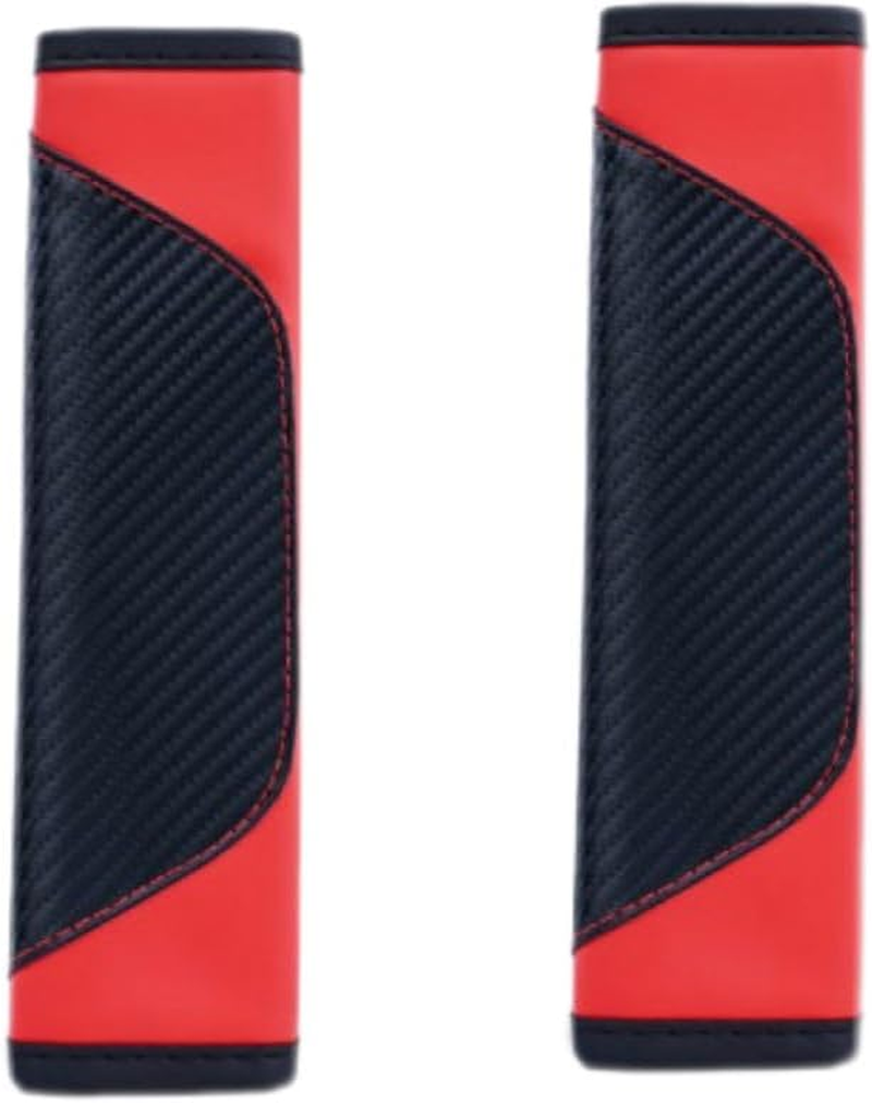 2PCS Car Seat Belt Cover, Carbon Fiber Seatbelt Shoulder Protection, Soft Car Seat Belt Strap Cushion Protect Your Neck and Shoulder, Car Accessories Seat Belt Pad for Car Truck (Red, One Size) image number 1