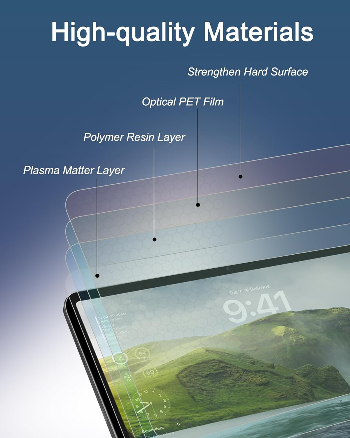 2 PACK Paper-Feel Screen Protector for Ipad Air 11 Inch M2 2024/M3 2025, Matte PET Film Compatible with Pencil Pro, Anti-Glare/Write and Draw like on Paper image number 1