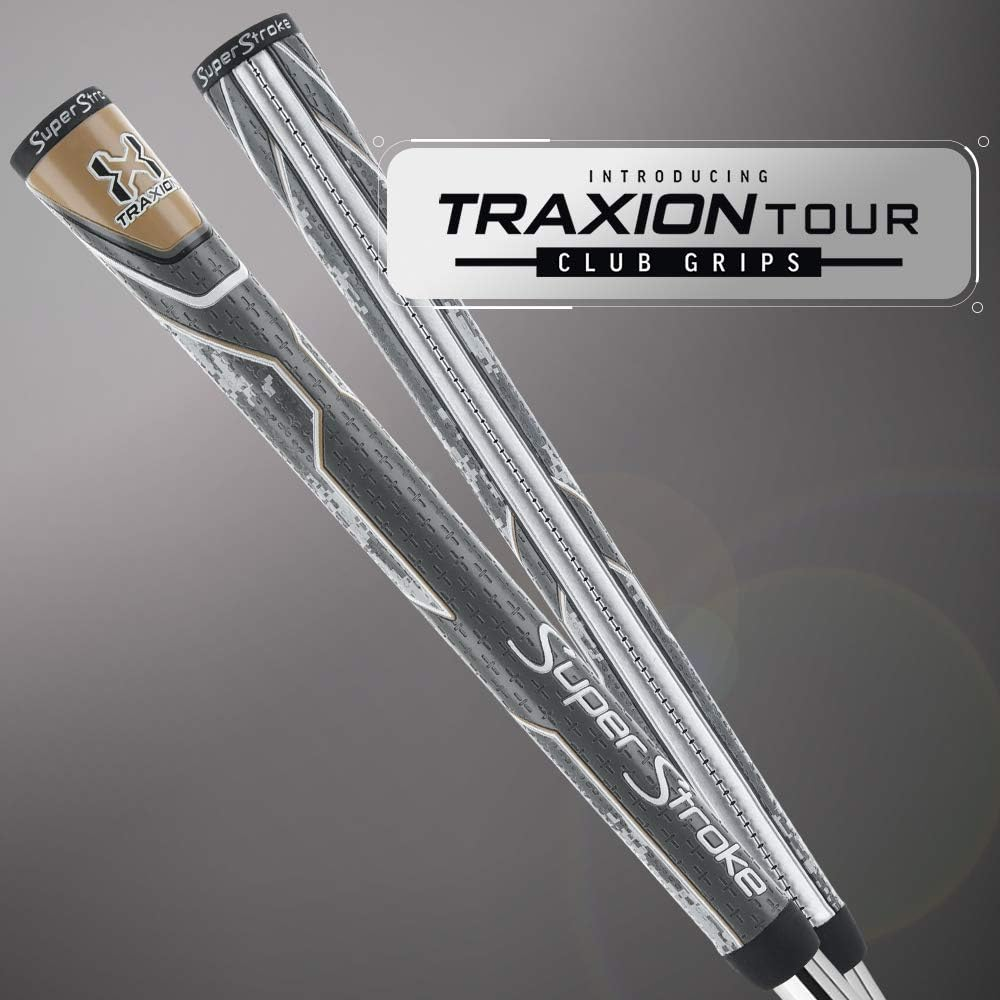 Superstroke Traxion Tour Golf Club Grip, Midsize, Advanced Surface Texture Improves Feedback and Tackiness and Even Hand Pressure, Black/Gray image number 5