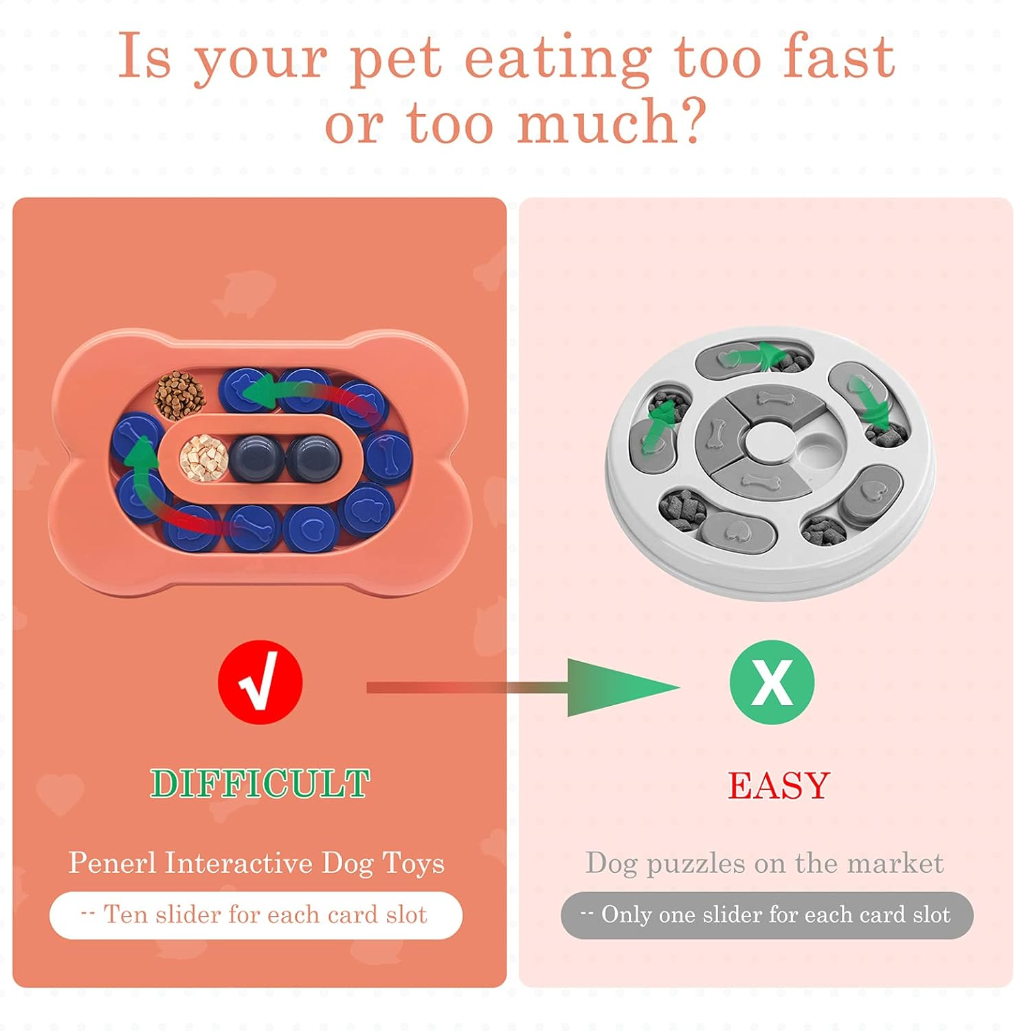 [Difficulty-Level Adjustable] Dog Puzzle Toys, Interactive Dog Toys for IQ Training & Mental Enrichment, Bone Shape Dog Enrichment Toy Gifts for Puppy Treat Dispensing image number 2