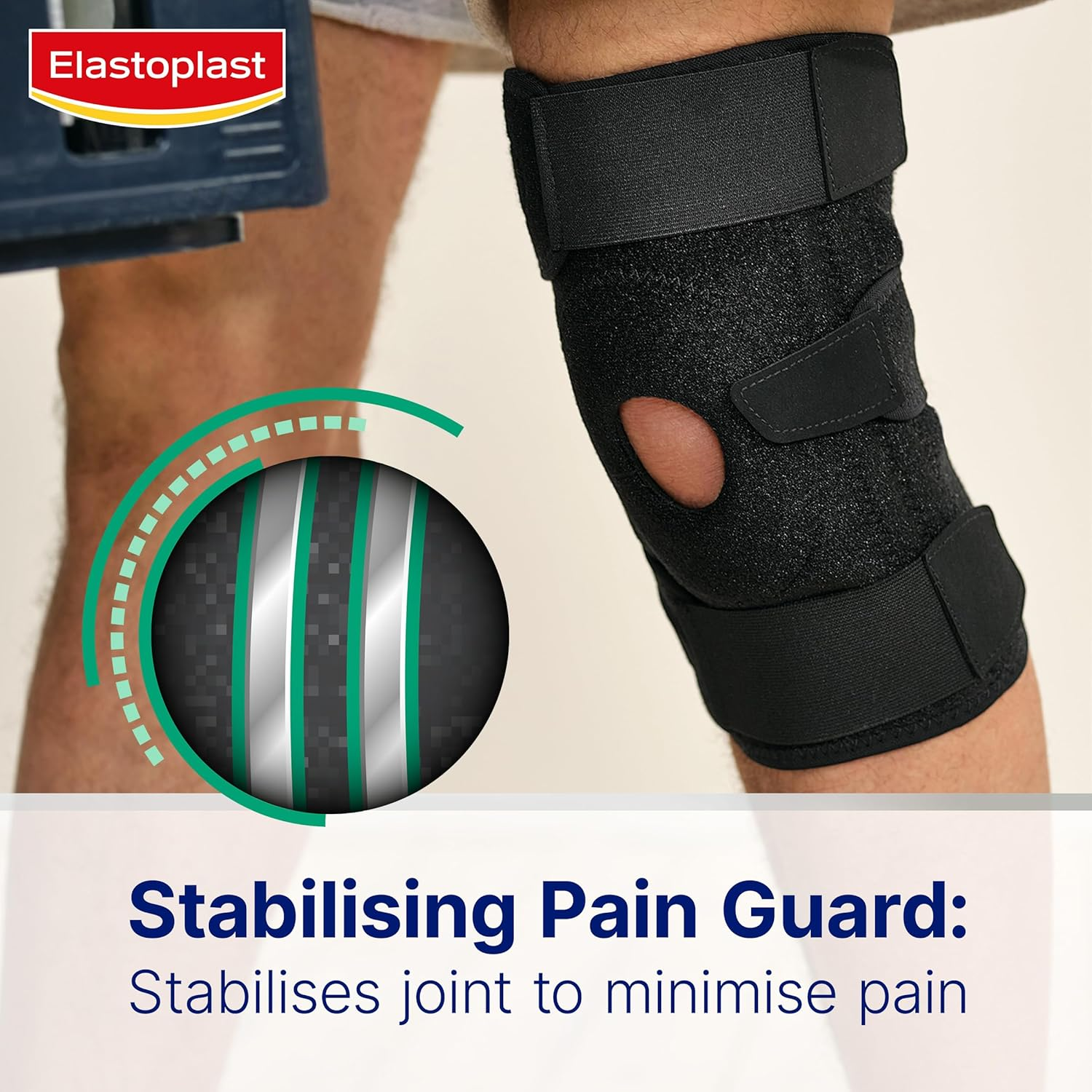 Elastoplast Protective Knee Stabiliser (1 Pack) | Firm Support for Weak or Injured Knees | Adjustable Knee Guard for Knee Pain | Compression Sleeve for Knees | Prevents Re-Injury image number 3