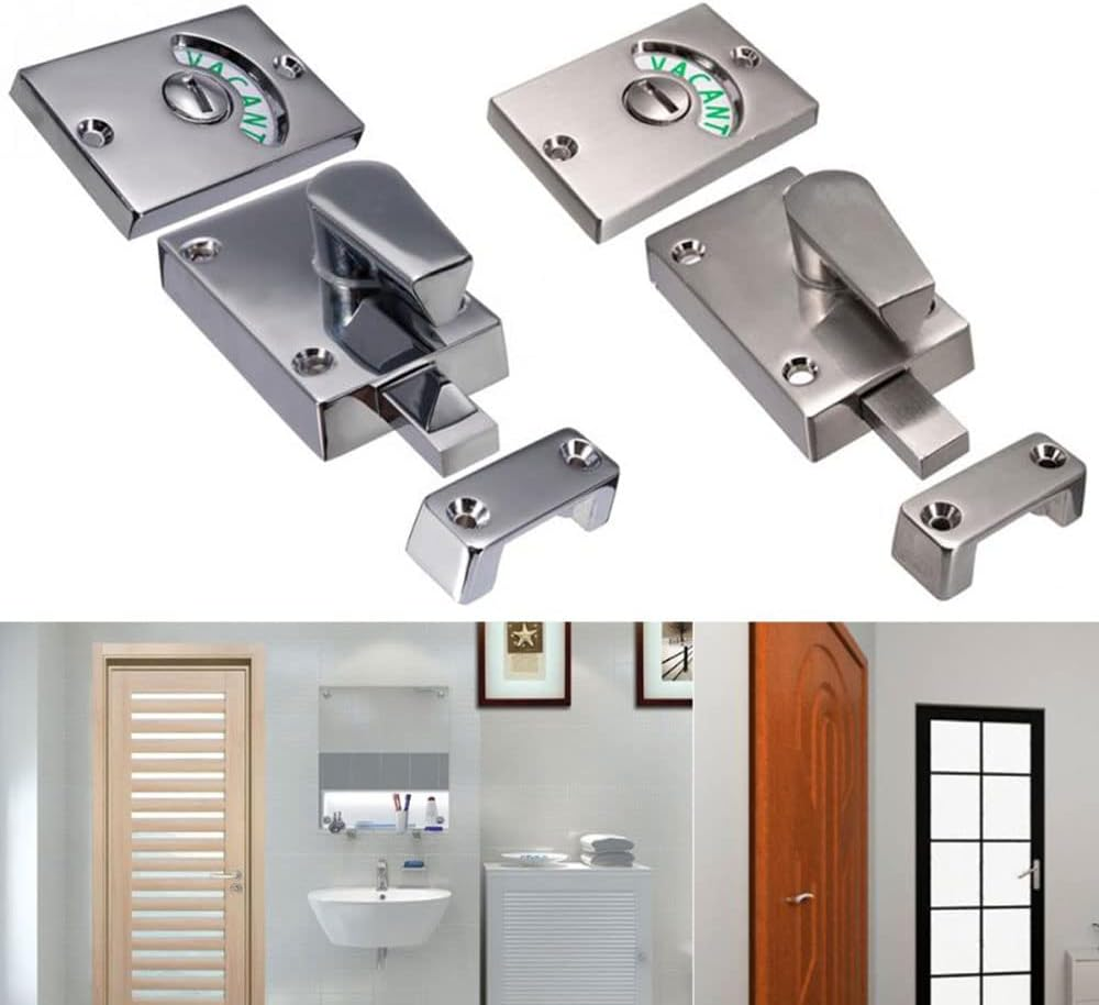 Bathroom Toilet Lock, Zinc Alloy Vacant Engaged Privacy Bolt Door Latch with Indicator for Home, Office and Changing Room - Nickel Brushed image number 3
