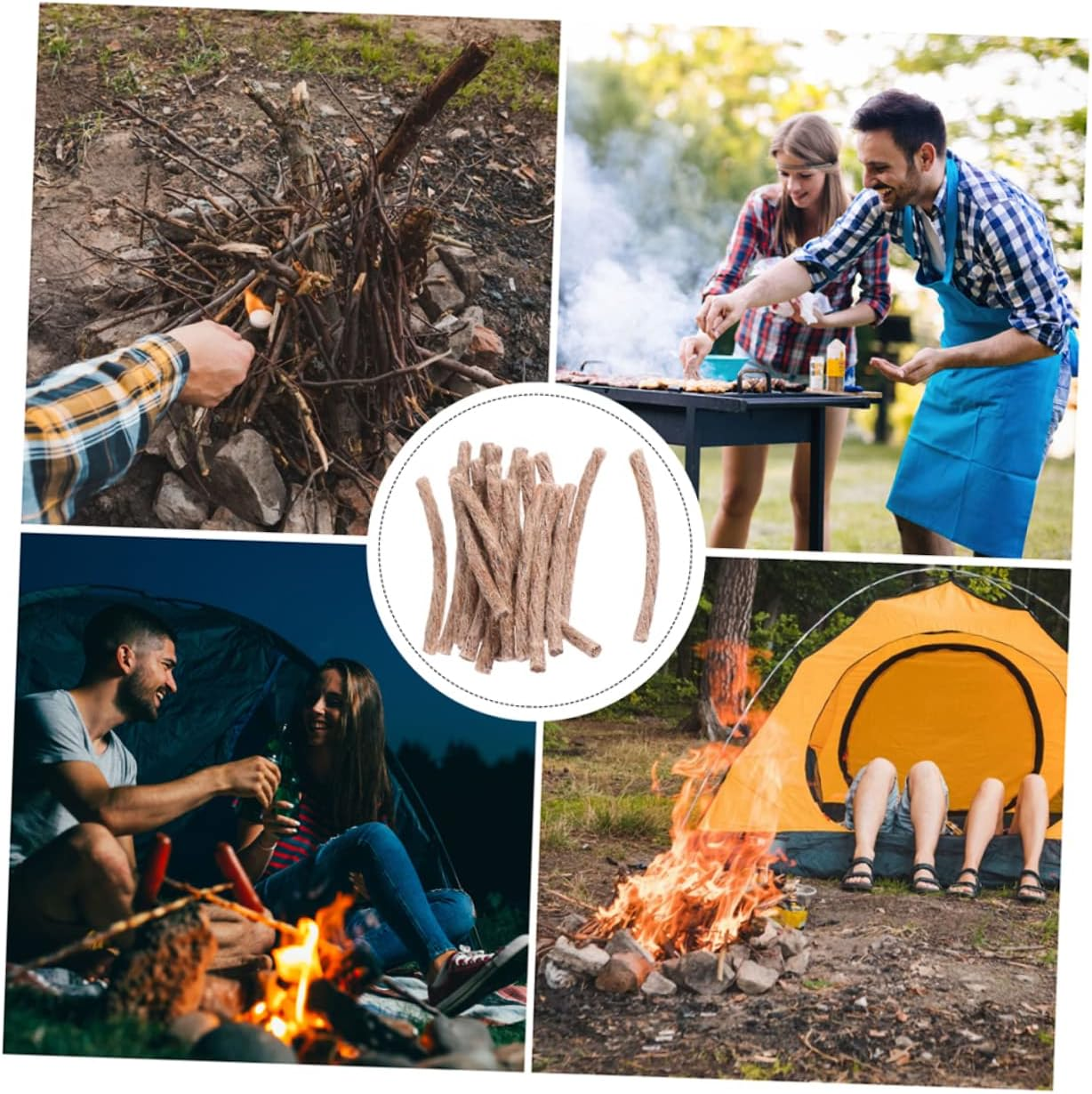 Anneome 60Pcs Outdoor Firelighter Camping Portable Starter Rope Wick Emergency Tool for Barbecues Signal Fires and More