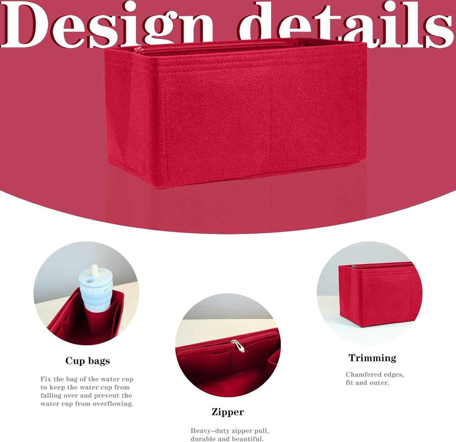 Lckaey Purse Inserts ​For Lv Speedy 25 Organizer Insert, for Monogram Bag, Handbag Protective Insert ​Tote Bag and Hand Bag Protector, Organizer Insert 1083Red-M 9X5.5X5.5In image number 4