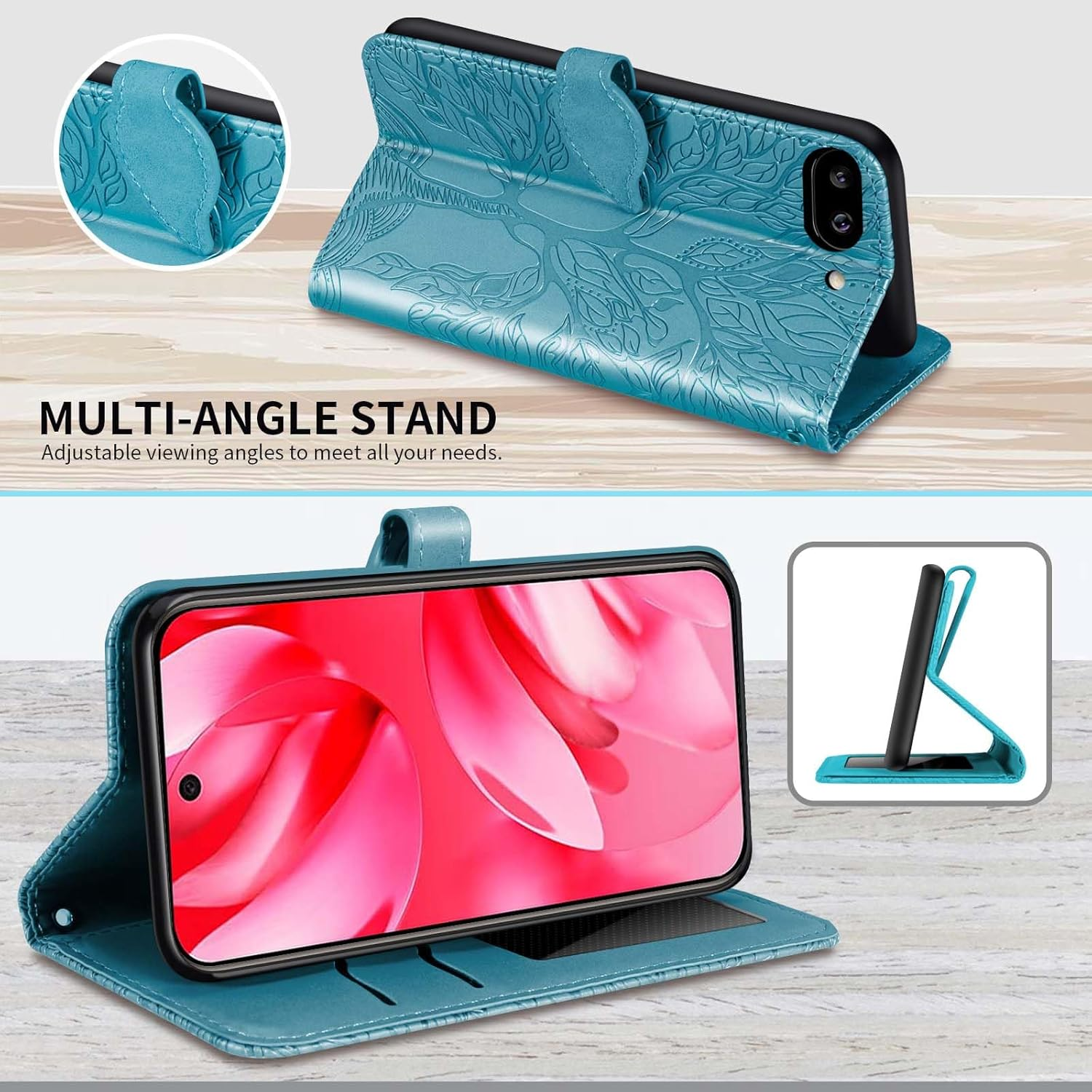 CXTCASE for Google Pixel 9A Case PU Leather Folio Flip Cover with Card Slots, Magnetic Wallet Phone Case for Google Pixel 9A - Blue image number 1