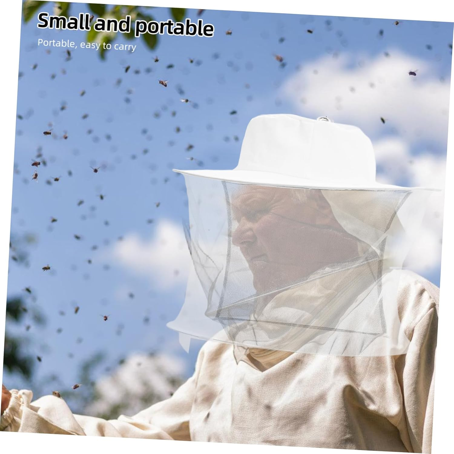 Portable Beekeeper Hat with Netting Lightweight Face Covering for Beekeeping Gardening Outdoor Activities Breathable Durable Design White image number 5