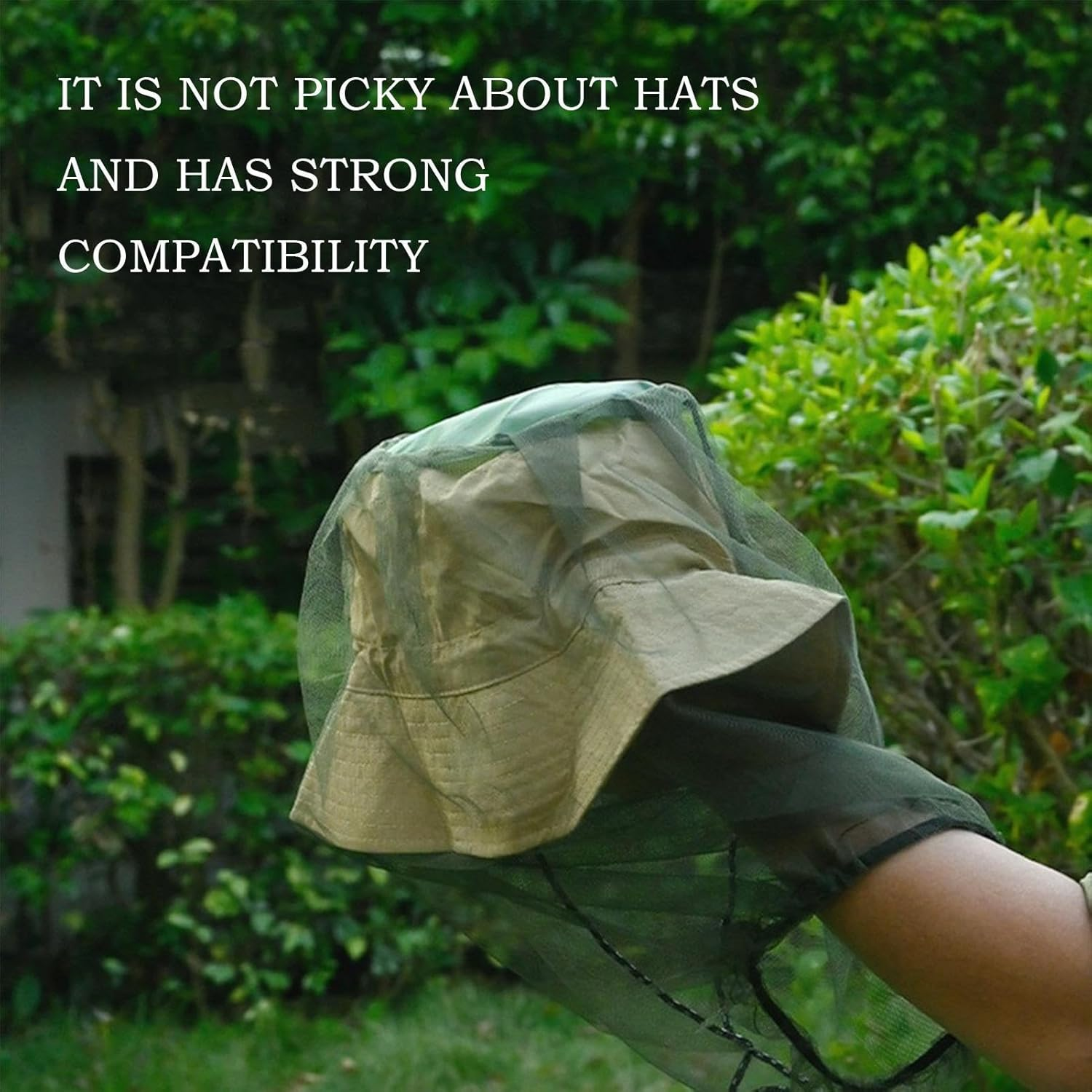 Face Mesh,Automatic Shrink Fly Net for Head - Lightweight Hat Shield, Fly Protection Gear for Gardening Hiking Climbing Camping Outdoor image number 3