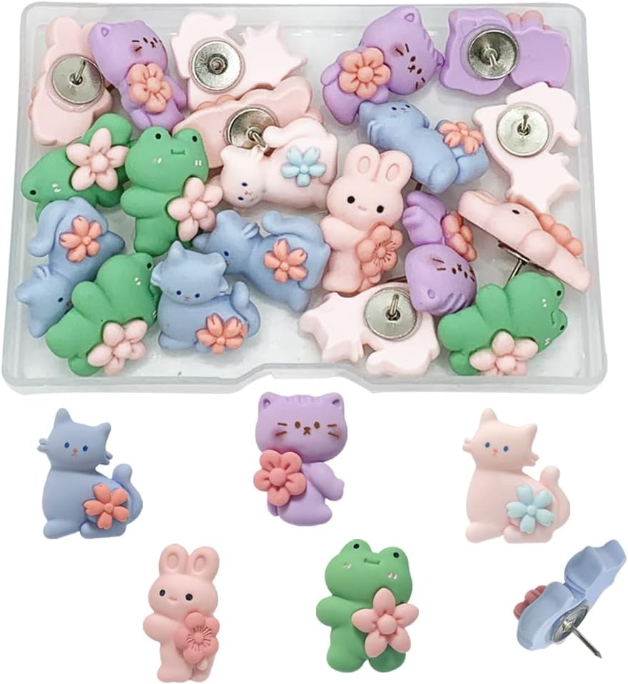 20 PCS Cute Cartoon Little Cat Push Pins Decorative Push Pins for Cork Board Cute Thumb Tacks for Bulletin Board, Photos Wall,Office Supplies,Diy,Cute Office Decorations image number 6