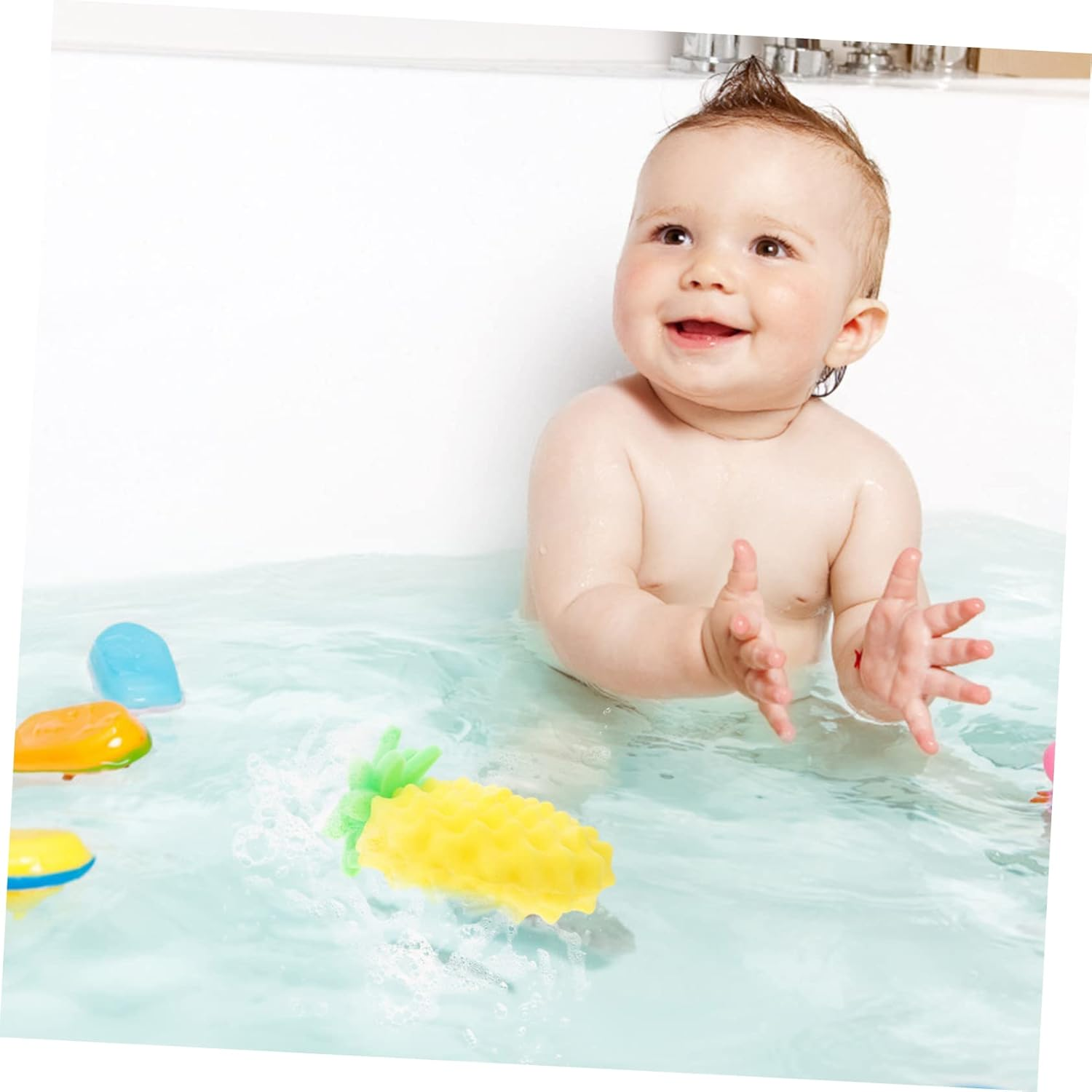 HEALEEP Baby Bath Brush and Exfoliating Sponge Toddler Bath Scrubber Soft Pineapple Shape for Newborn Shower image number 3