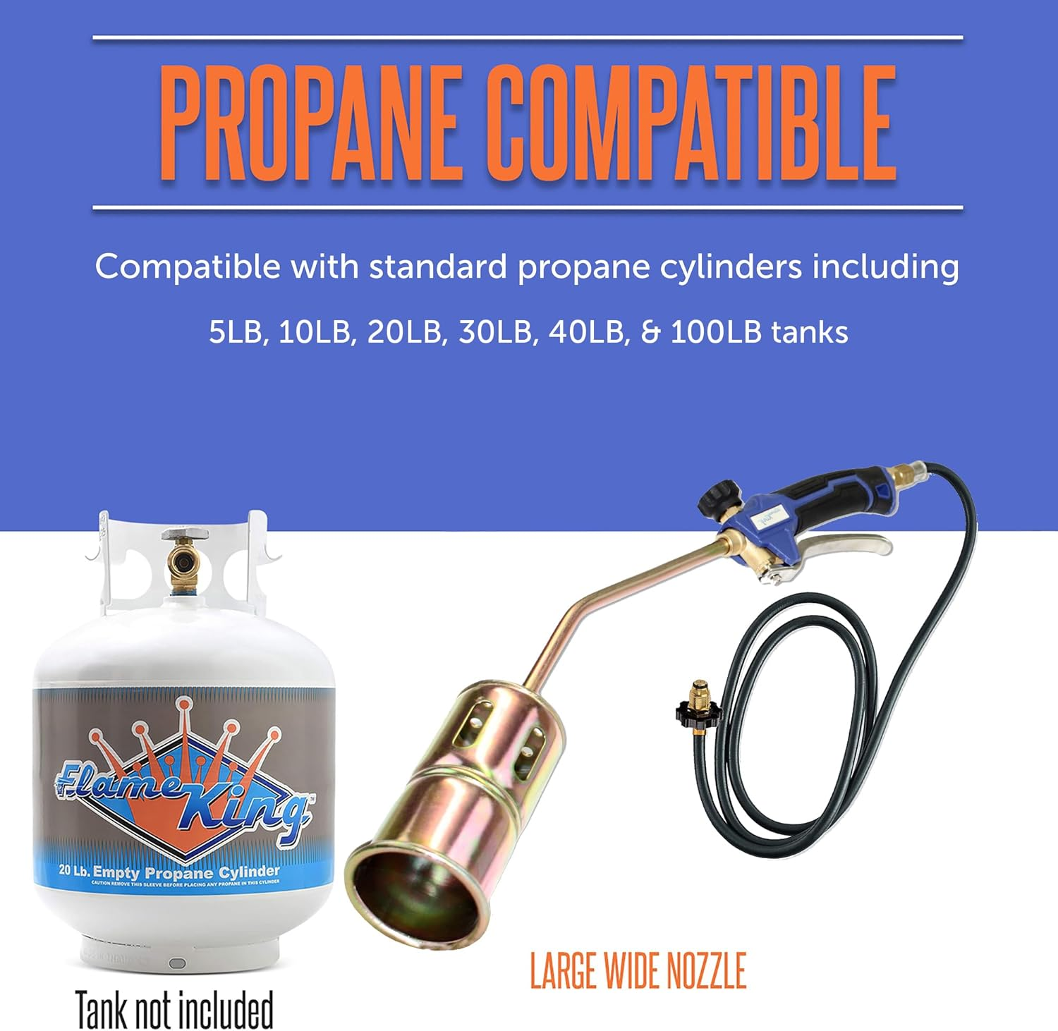 Flame King Propane Torch Kit Heavy Duty Weed Burner Powerful 320,000 BTU with 6-Ft Hose Regulator Assembly image number 5