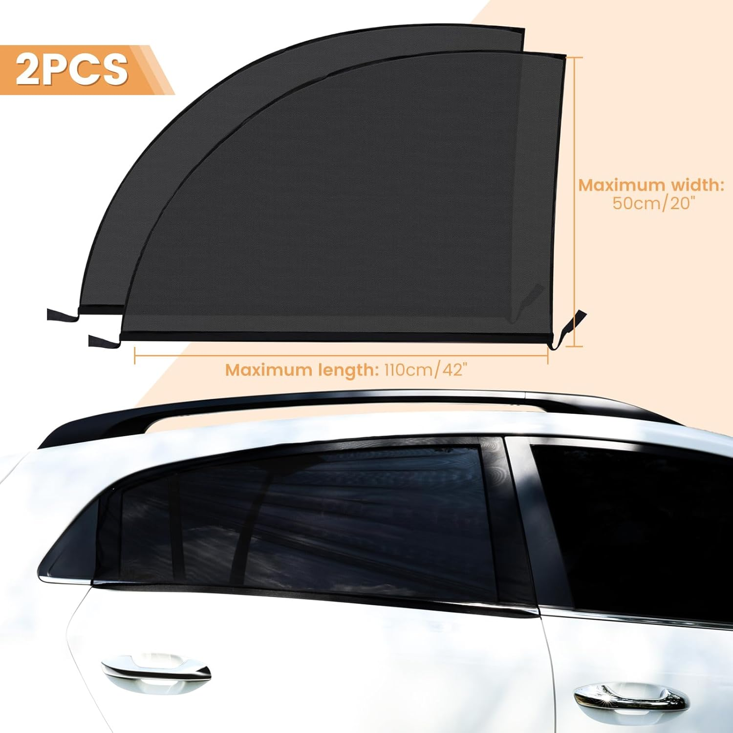 GWHOLE Car Rear Window Shades Mesh 2 Pack, Mesh Sun Shade with Anti-Mosquito & UV Protection, Breathable for Family Travel Road Trips Camping, Universal Fit Most Cars Suvs Trucks Vans image number 4