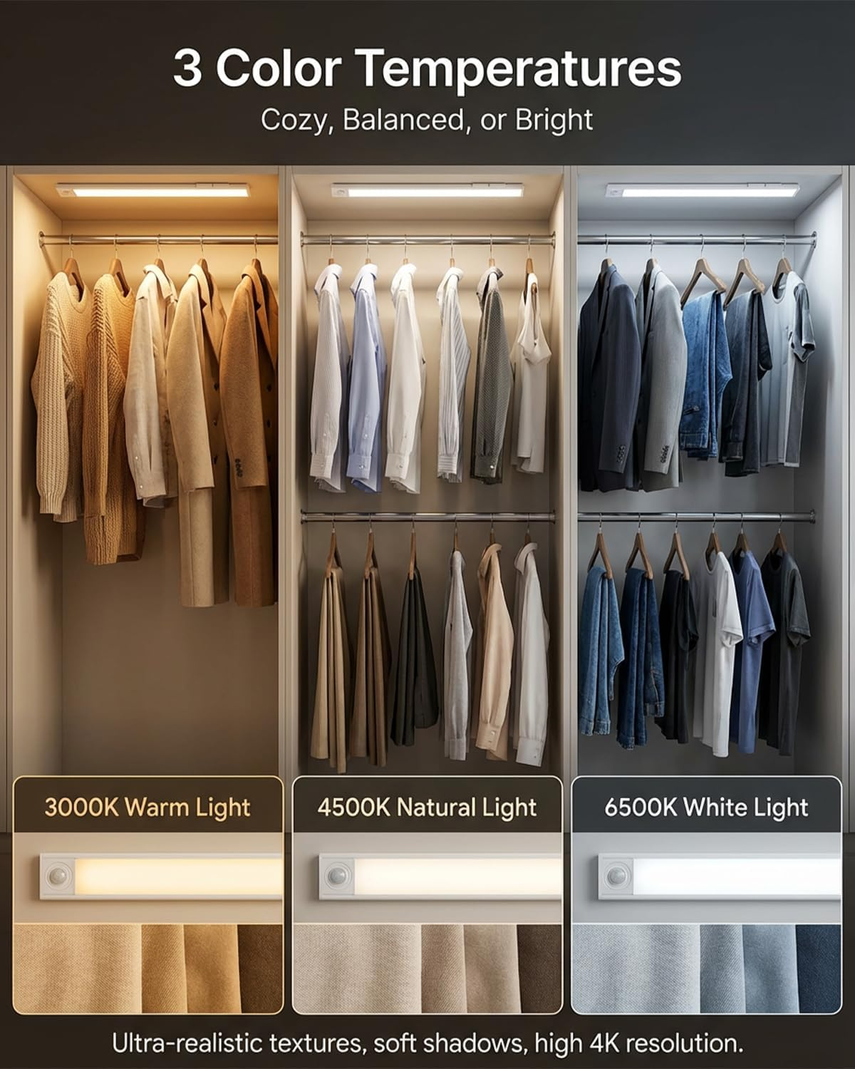 INDCAN IMPORT Motion Sensor Light Rechargeable, Cordless LED Cabinet Light for Kitchen, Closet & Hallway, Stick-On Night Light, under Cabinet Lighting, Motion Activated Indoor Lamp image number 4