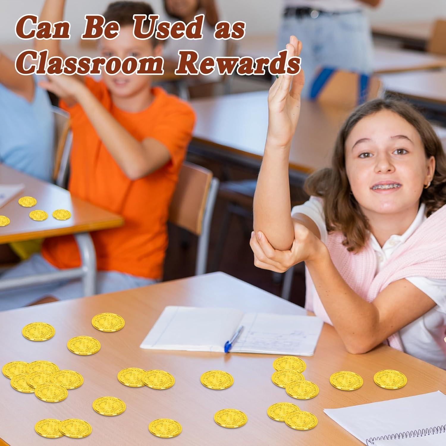 200 PCS Plastic Gold Coins, Metallic Coins image number 6