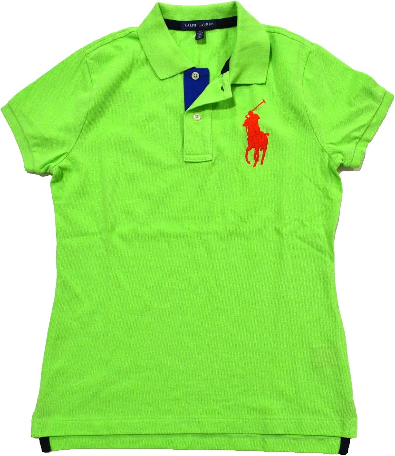 Ralph Lauren Women'S Big Pony Tri-Color Mesh Polo Shirt (XS, Aruba Lime)