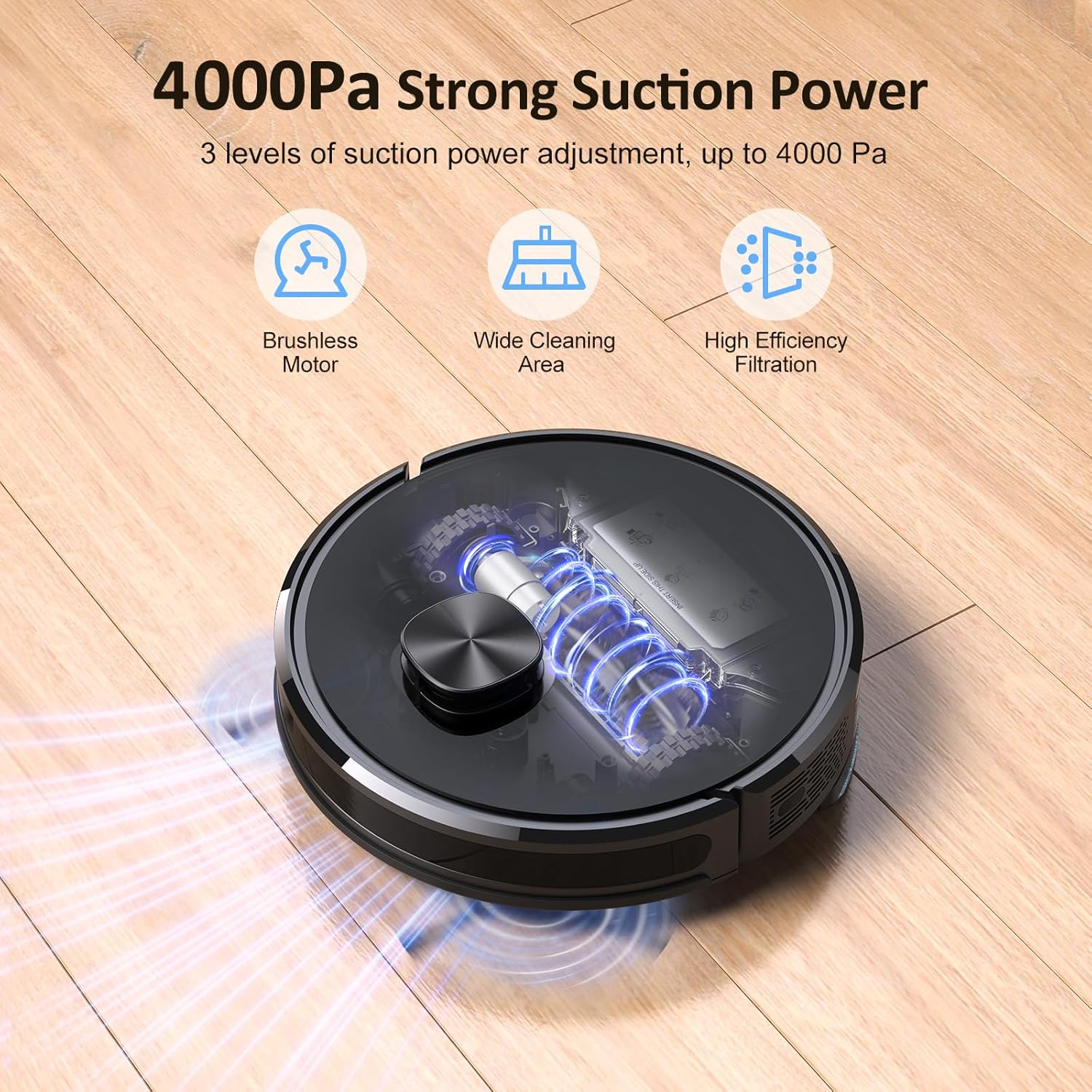 Lubluelu Robot Vacuum 4000Pa, 2 in 1 Robot Vacuum Cleaner and Mop, Lidar Navigation, 5 Editable Mapping,10 No-Go Zones,App/Alexa, Robot Vacuum Cleaner for Pet Hair, Carpet,Hard Floor SL60D image number 6
