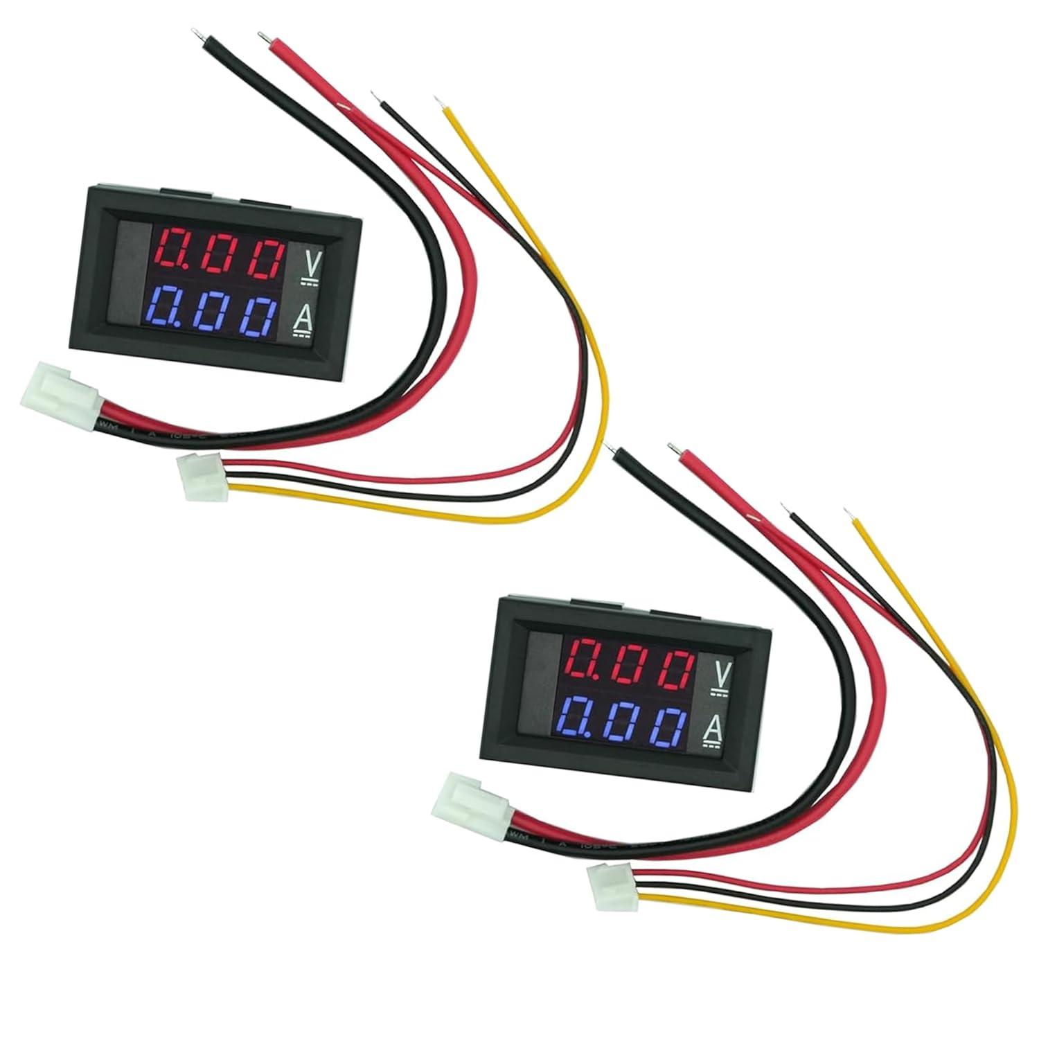 A-DIGISHUO 2Pcs 0.28" Digital Voltmeter and Ammeter|0.28 Inch 3-Digit Blue+Red Dual LED Display Panel | DC 100V 10A Ampere Voltmeter and Ammeter Tester with Connecting Wire image number 2