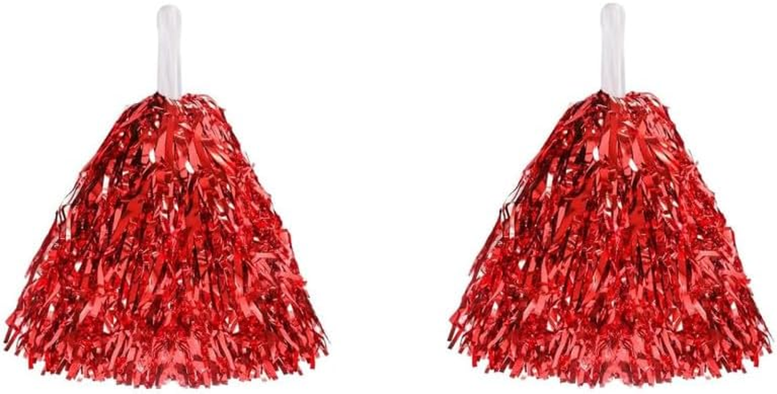 Naisfei Cheerleader Pompoms, Pack of 2 Cheerleading Captain Pompoms for Sports, Pom Poms, Cheerleading, Pom Poms Made of Metal Foil, for Sports Events, Dance, Hen Party (Red) image number 3